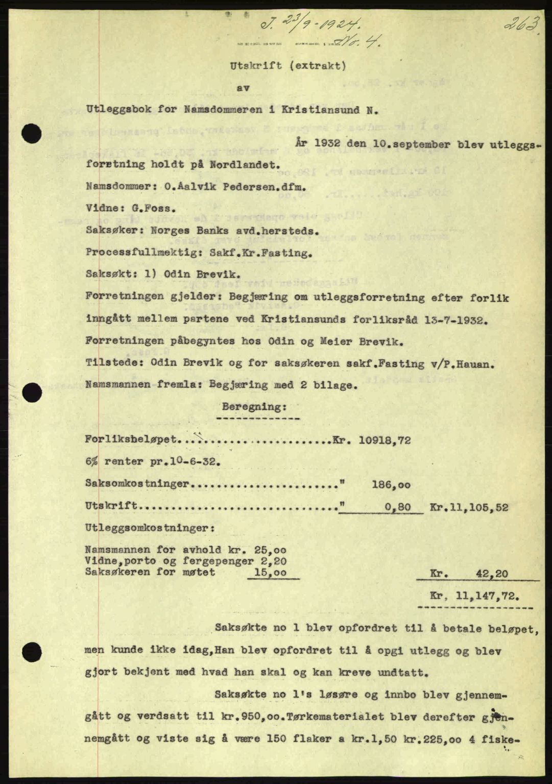 Kristiansund byfogd, AV/SAT-A-4587/A/27: Mortgage book no. 26, 1931-1933, Deed date: 23.09.1932