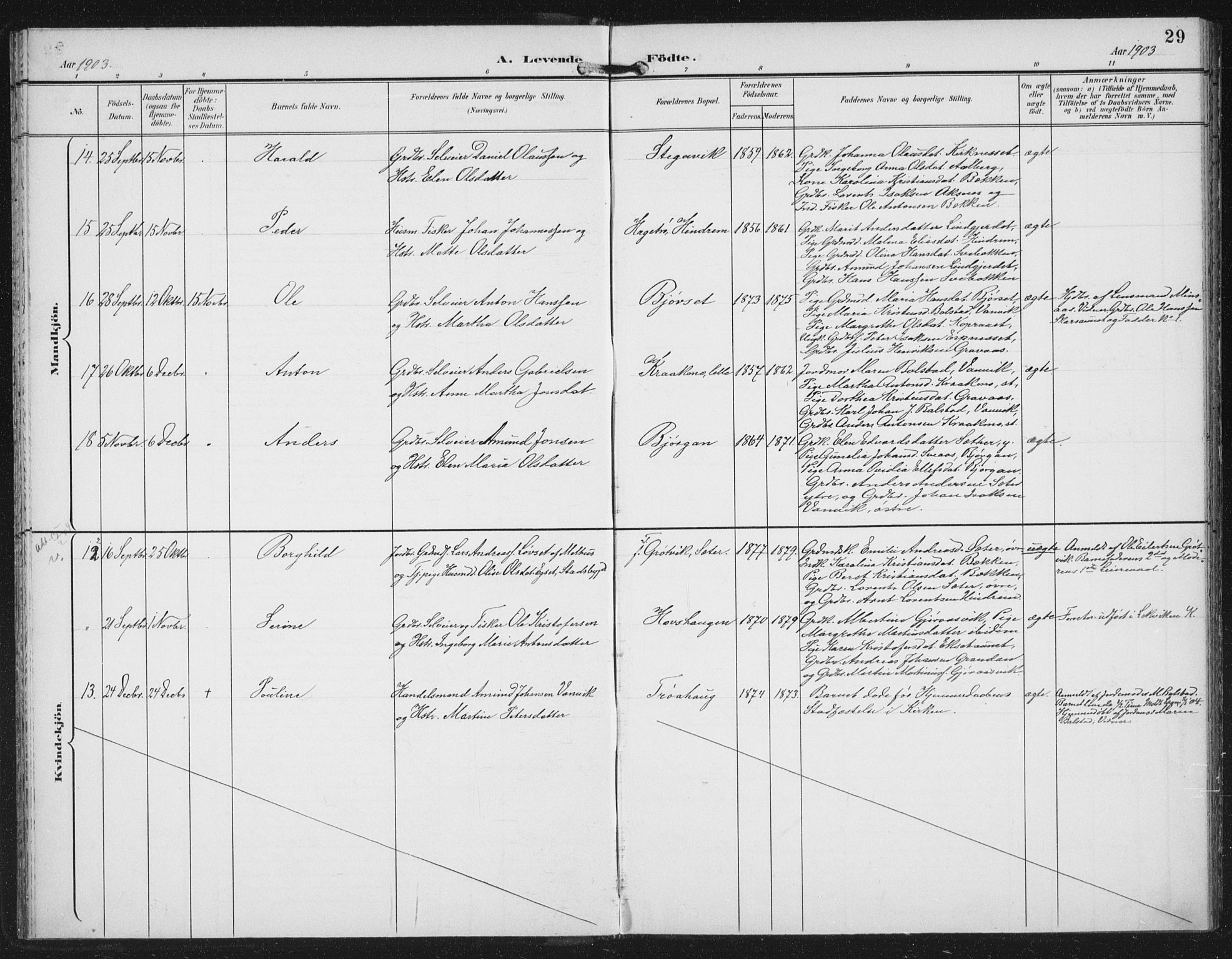 Ministerialprotokoller, klokkerbøker og fødselsregistre - Nord-Trøndelag, SAT/A-1458/702/L0024: Parish register (official) no. 702A02, 1898-1914, p. 29