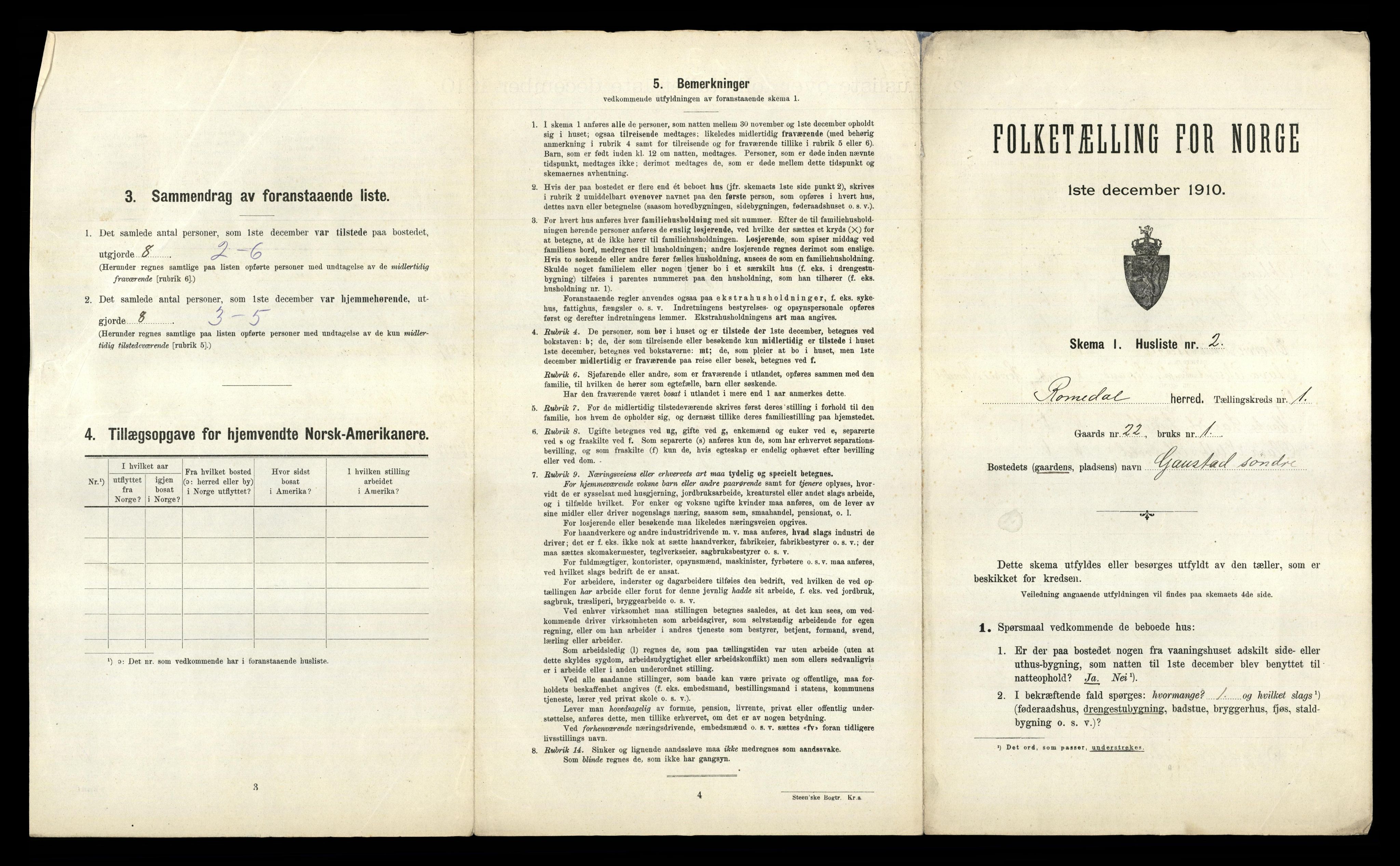 RA, 1910 census for Romedal, 1910, p. 53