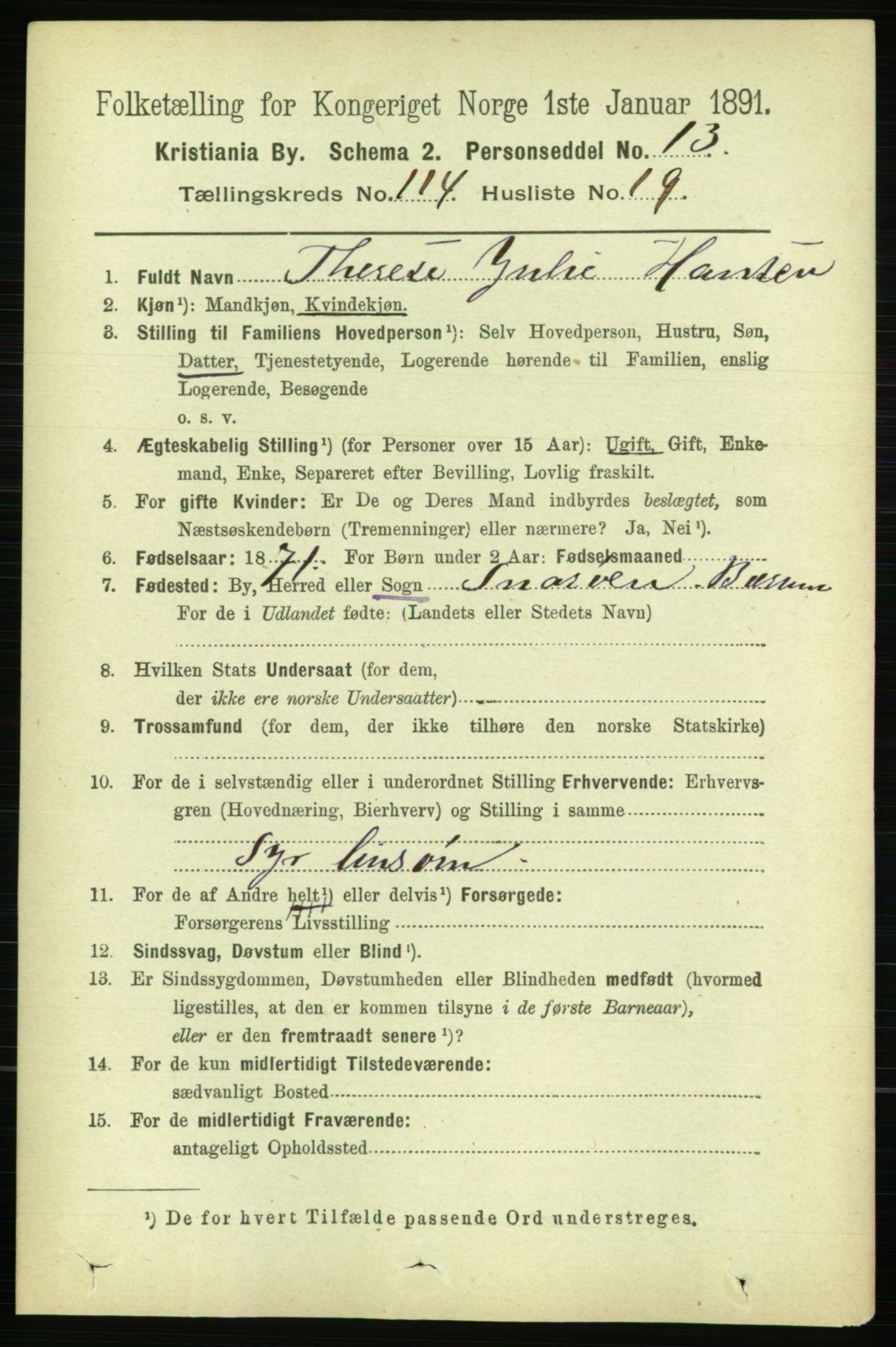 RA, 1891 census for 0301 Kristiania, 1891, p. 61349