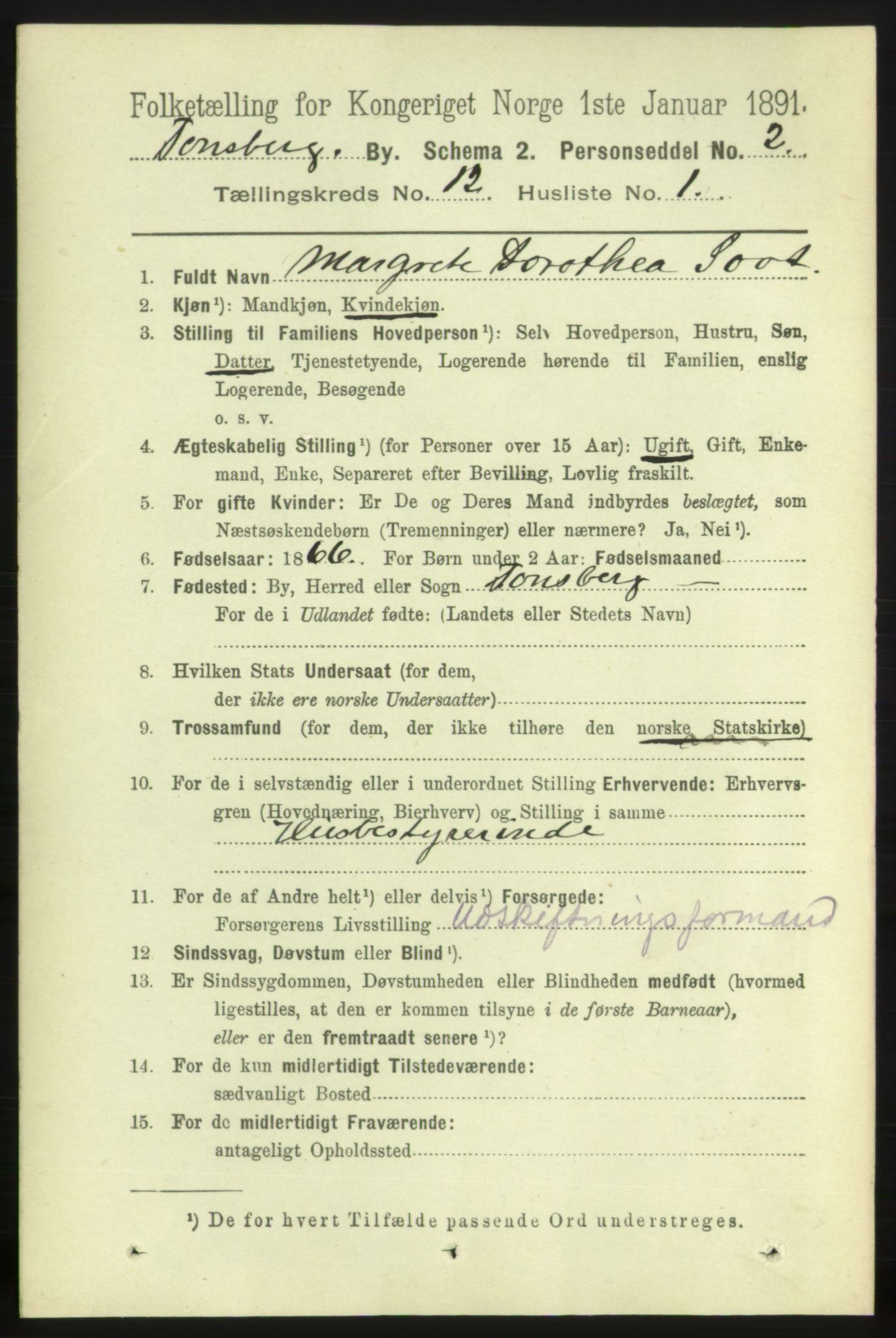 RA, 1891 census for 0705 Tønsberg, 1891, p. 4064