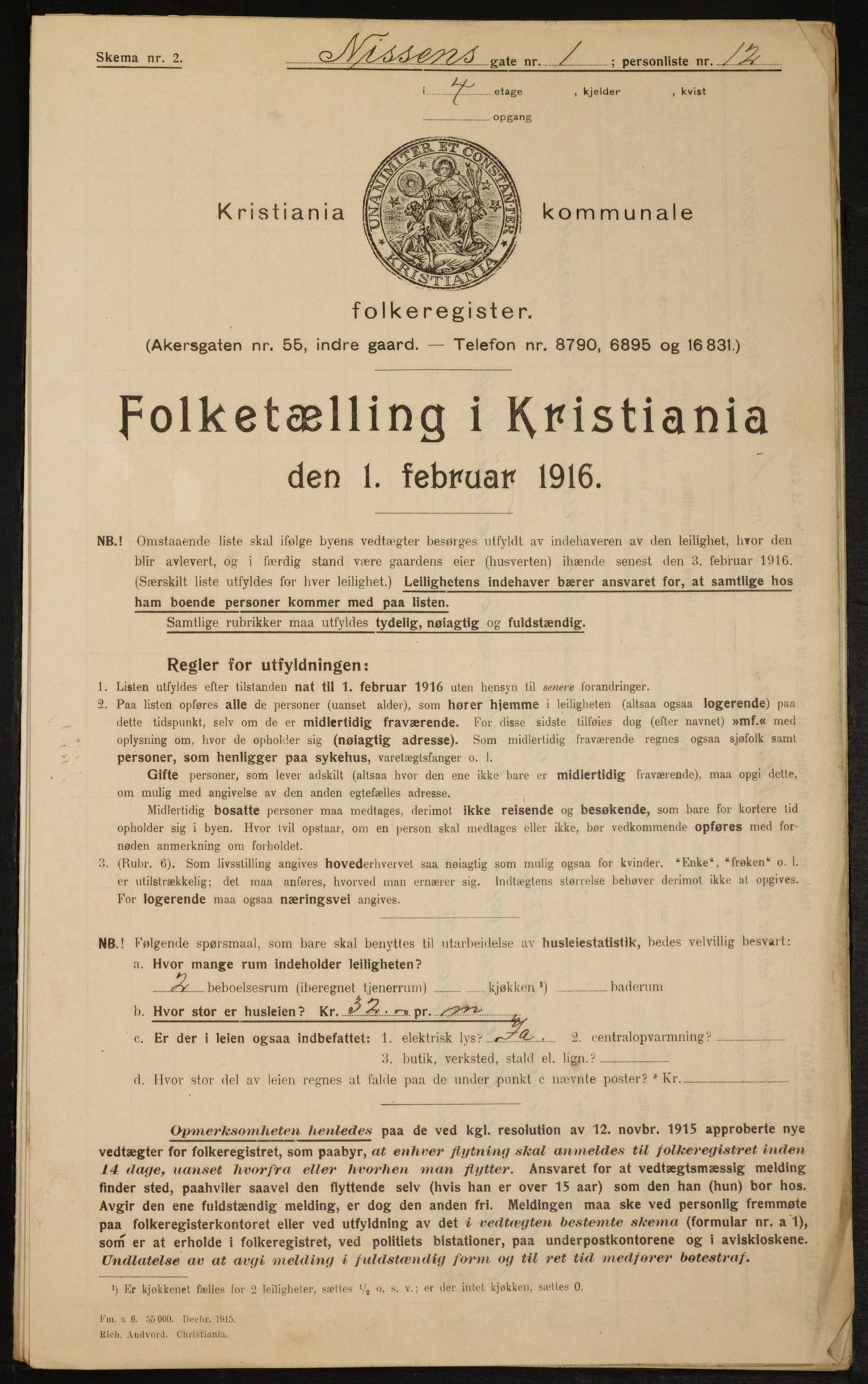 OBA, Municipal Census 1916 for Kristiania, 1916, p. 72912