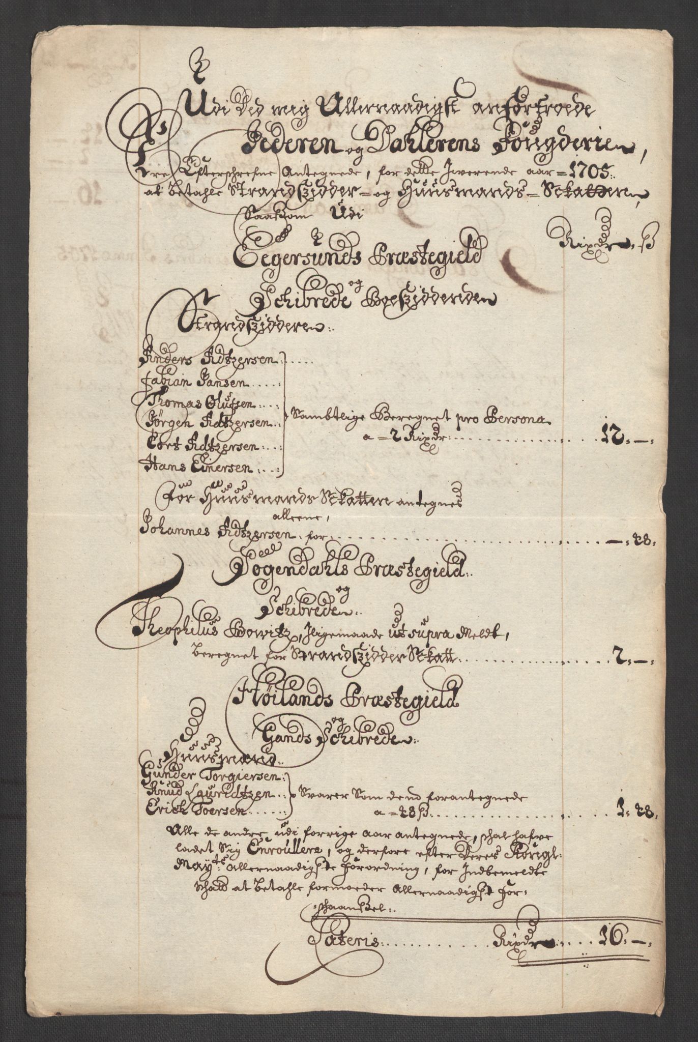 Rentekammeret inntil 1814, Reviderte regnskaper, Fogderegnskap, RA/EA-4092/R46/L2733: Fogderegnskap Jæren og Dalane, 1705-1708, p. 28