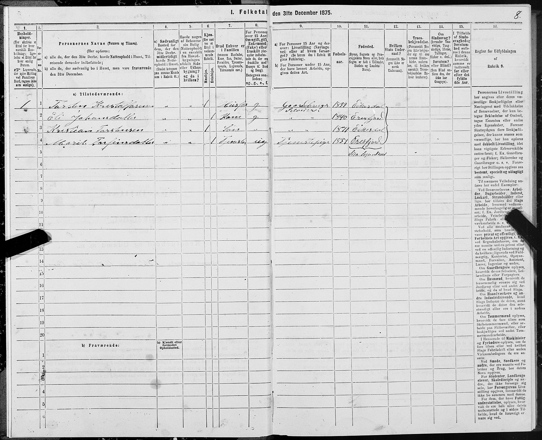 SAT, 1875 census for 1543P Nesset, 1875, p. 4008