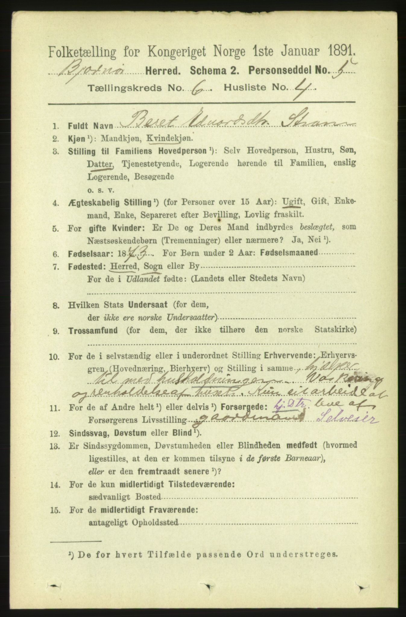 RA, 1891 census for 1632 Bjørnør, 1891, p. 2603