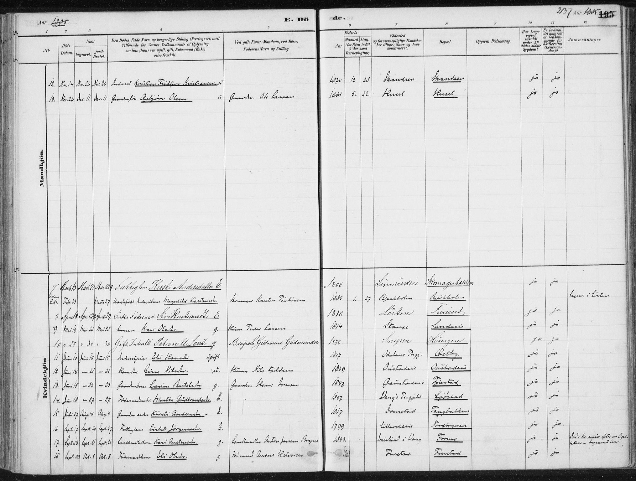 Romedal prestekontor, SAH/PREST-004/K/L0010: Parish register (official) no. 10, 1880-1895, p. 237