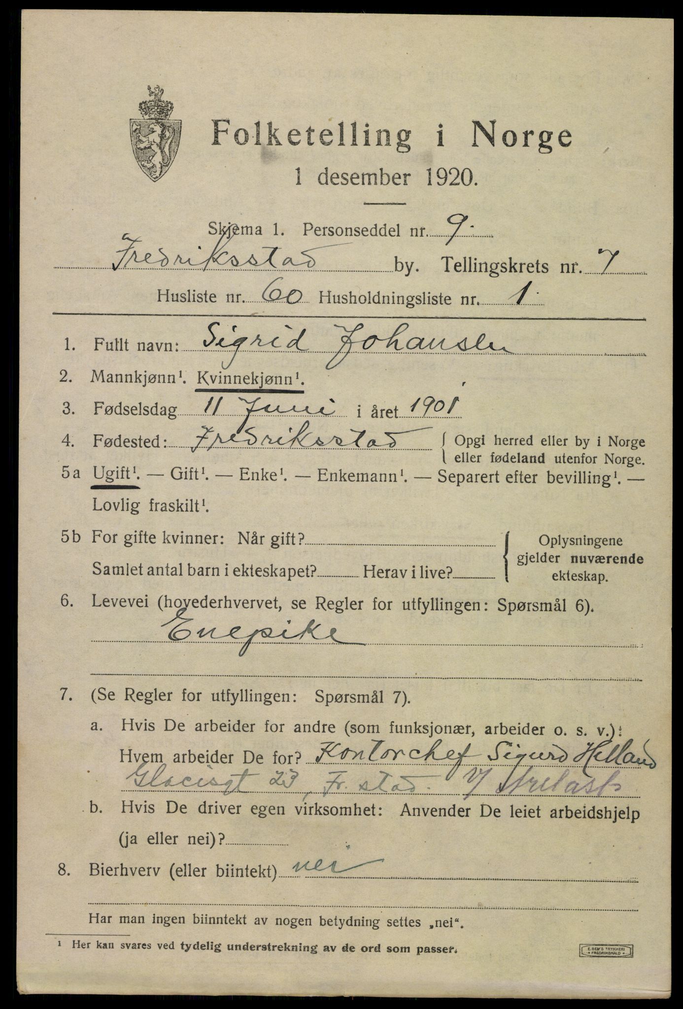 SAO, 1920 census for Fredrikstad, 1920, p. 22877