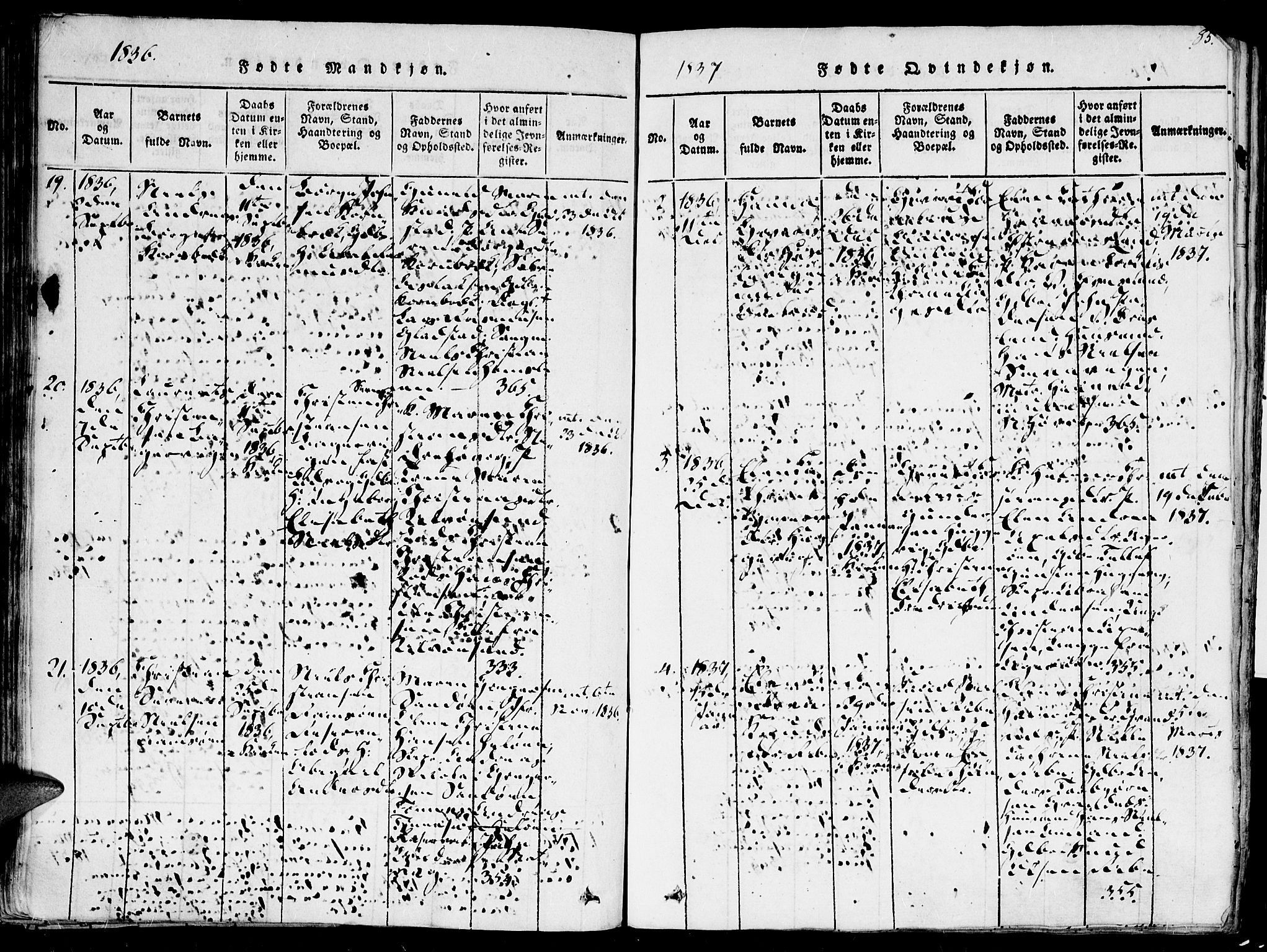 Høvåg sokneprestkontor, SAK/1111-0025/F/Fa/L0001: Parish register (official) no. A 1, 1816-1843, p. 85