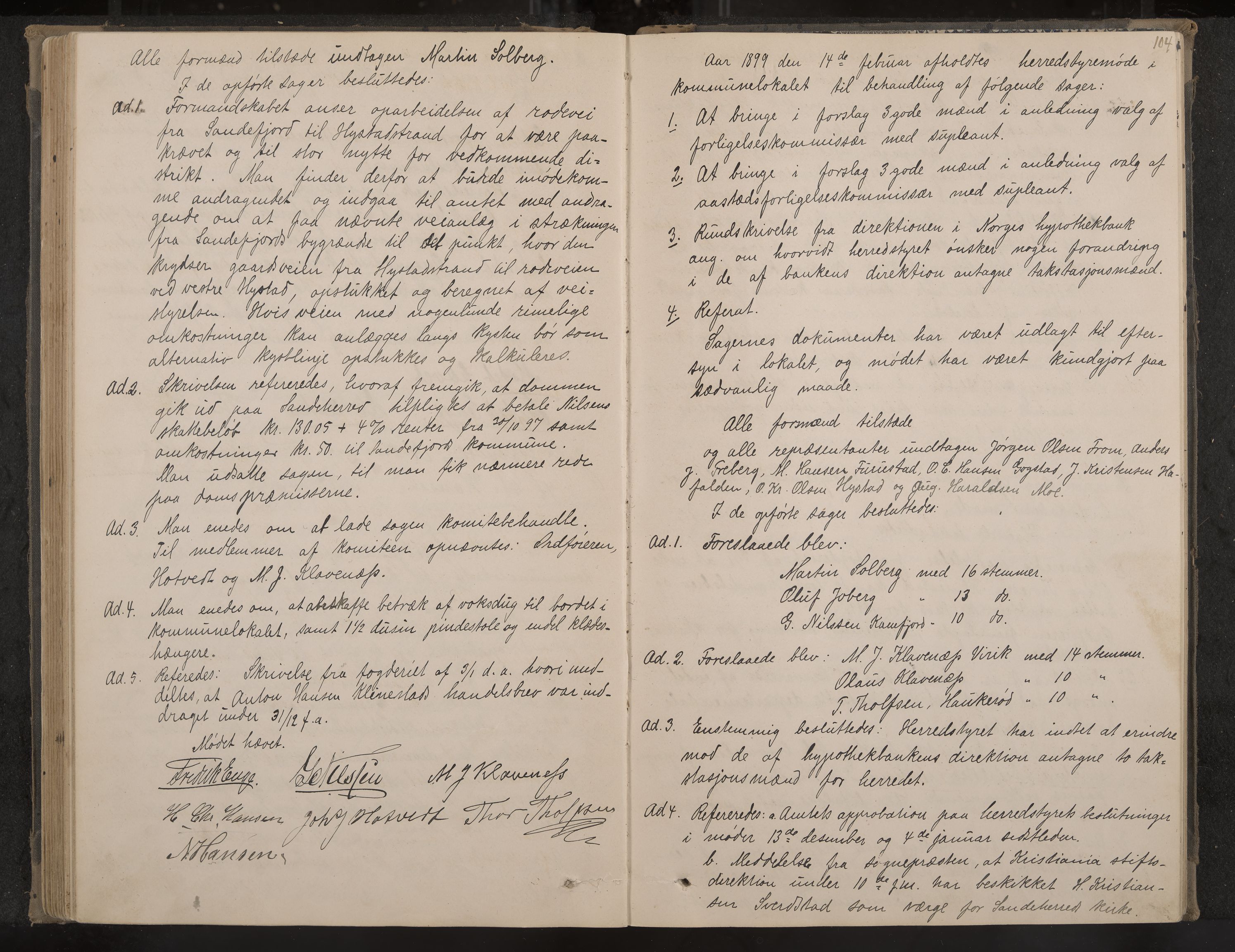 Sandar formannskap og sentraladministrasjon, IKAK/0724021/A/Aa/L0002: Møtebok, 1895-1900, p. 104