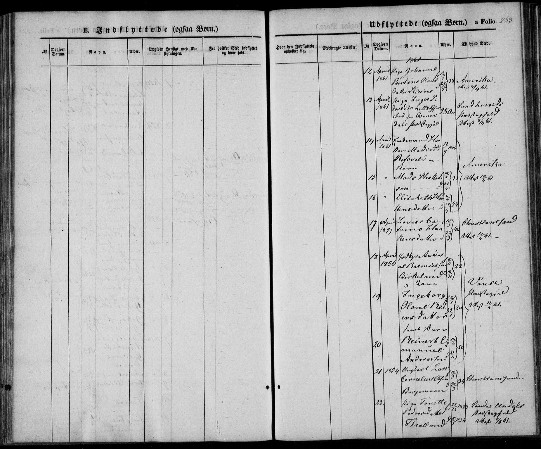 Lyngdal sokneprestkontor, SAK/1111-0029/F/Fa/Fac/L0009: Parish register (official) no. A 9, 1852-1864, p. 253