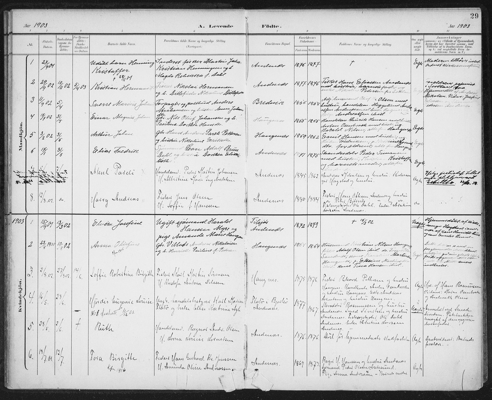 Ministerialprotokoller, klokkerbøker og fødselsregistre - Nordland, SAT/A-1459/899/L1437: Parish register (official) no. 899A05, 1897-1908, p. 29