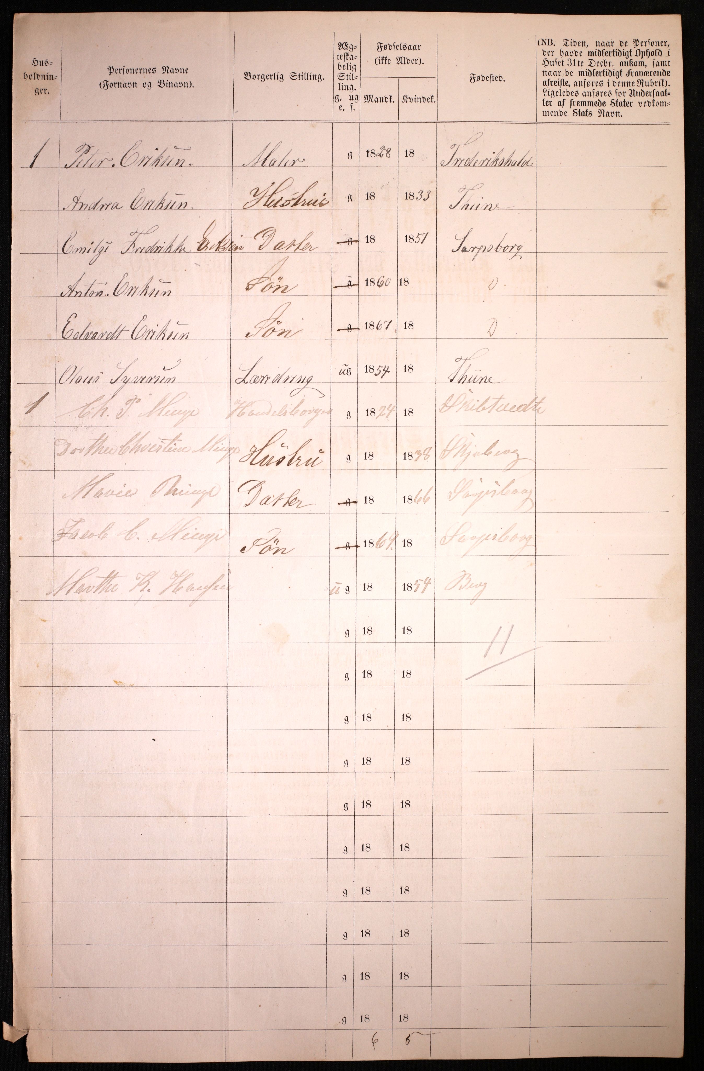 RA, 1870 census for 0102 Sarpsborg, 1870, p. 228