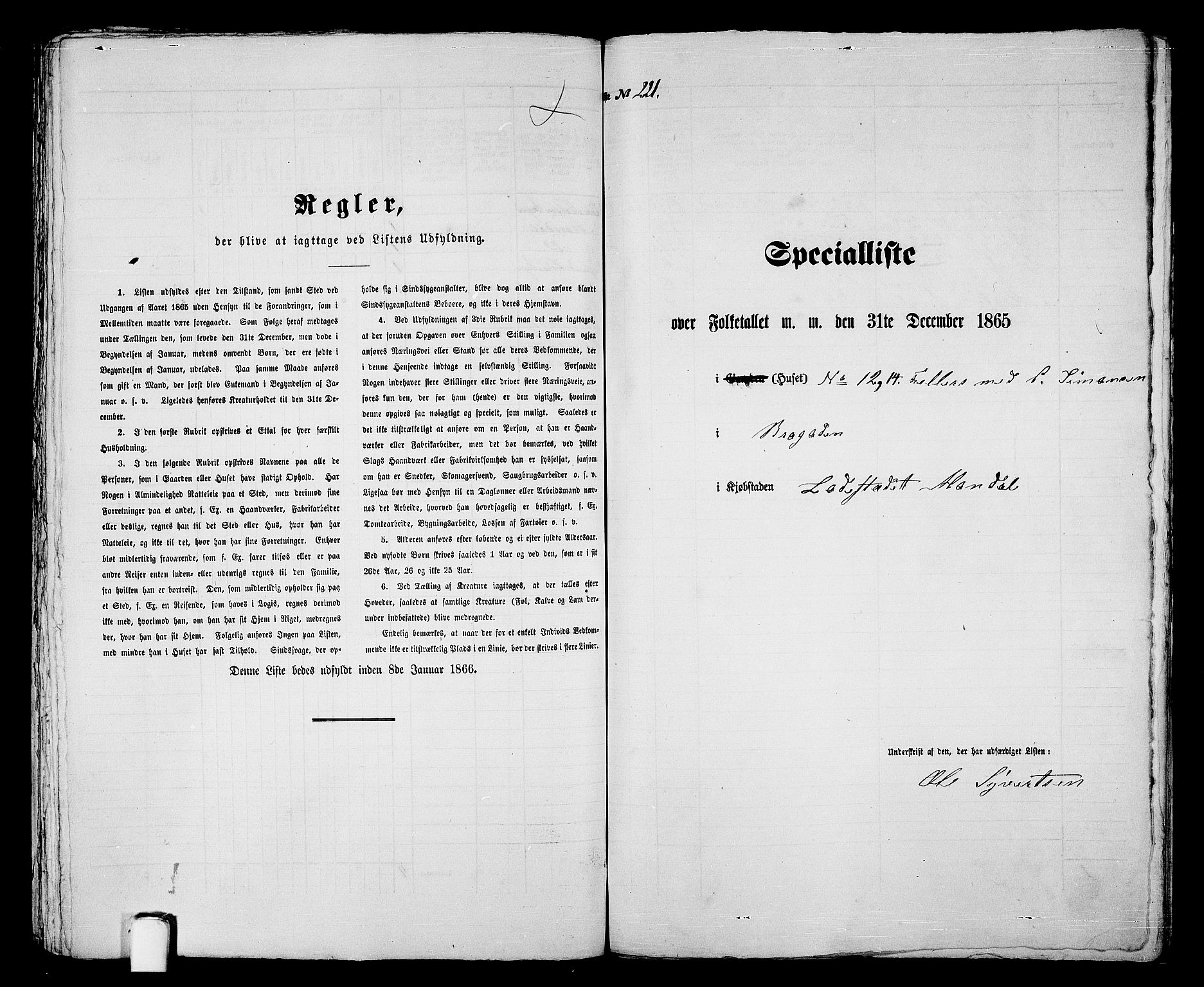 RA, 1865 census for Mandal/Mandal, 1865, p. 444