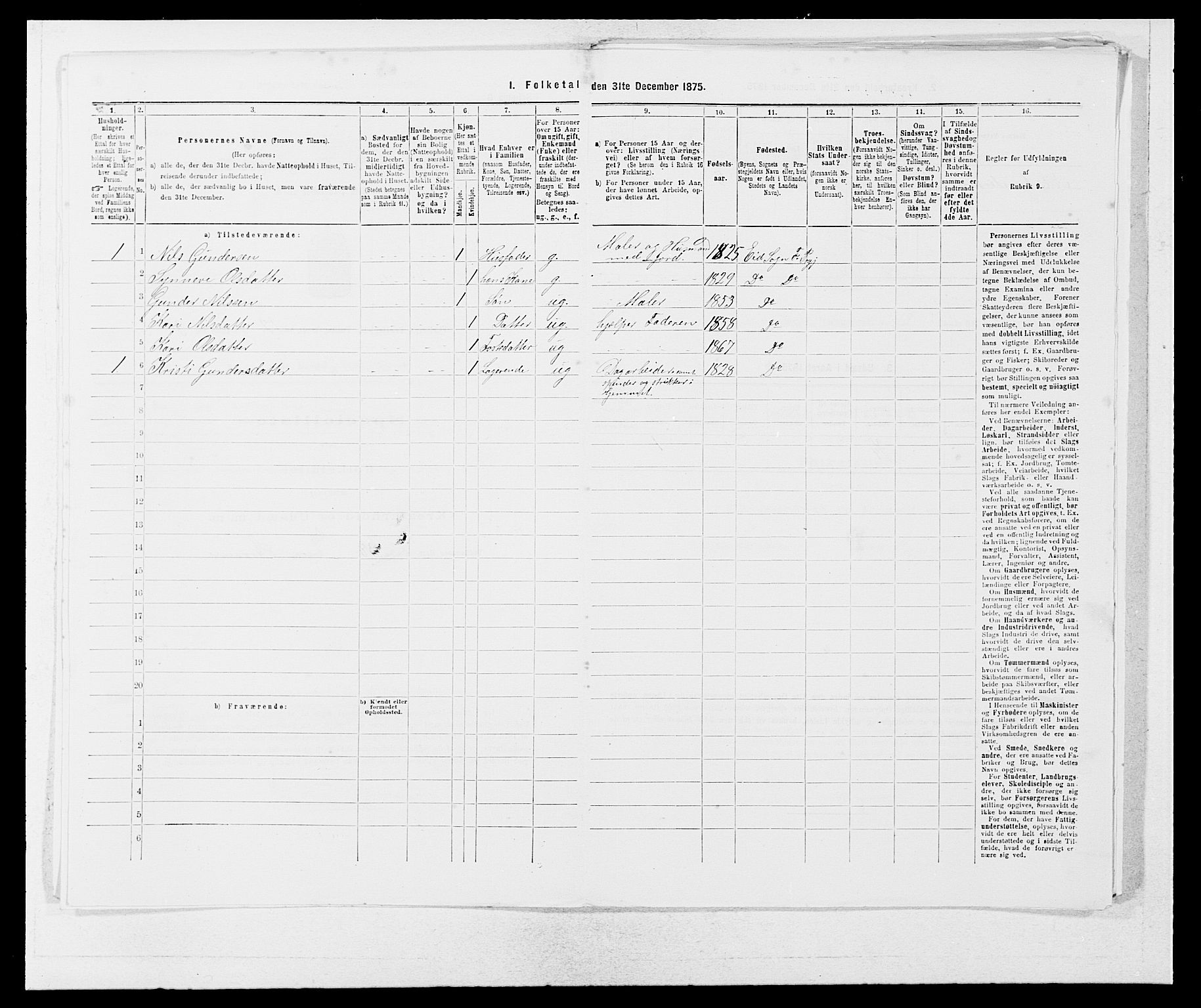 SAB, 1875 census for 1213P Fjelberg, 1875, p. 1183