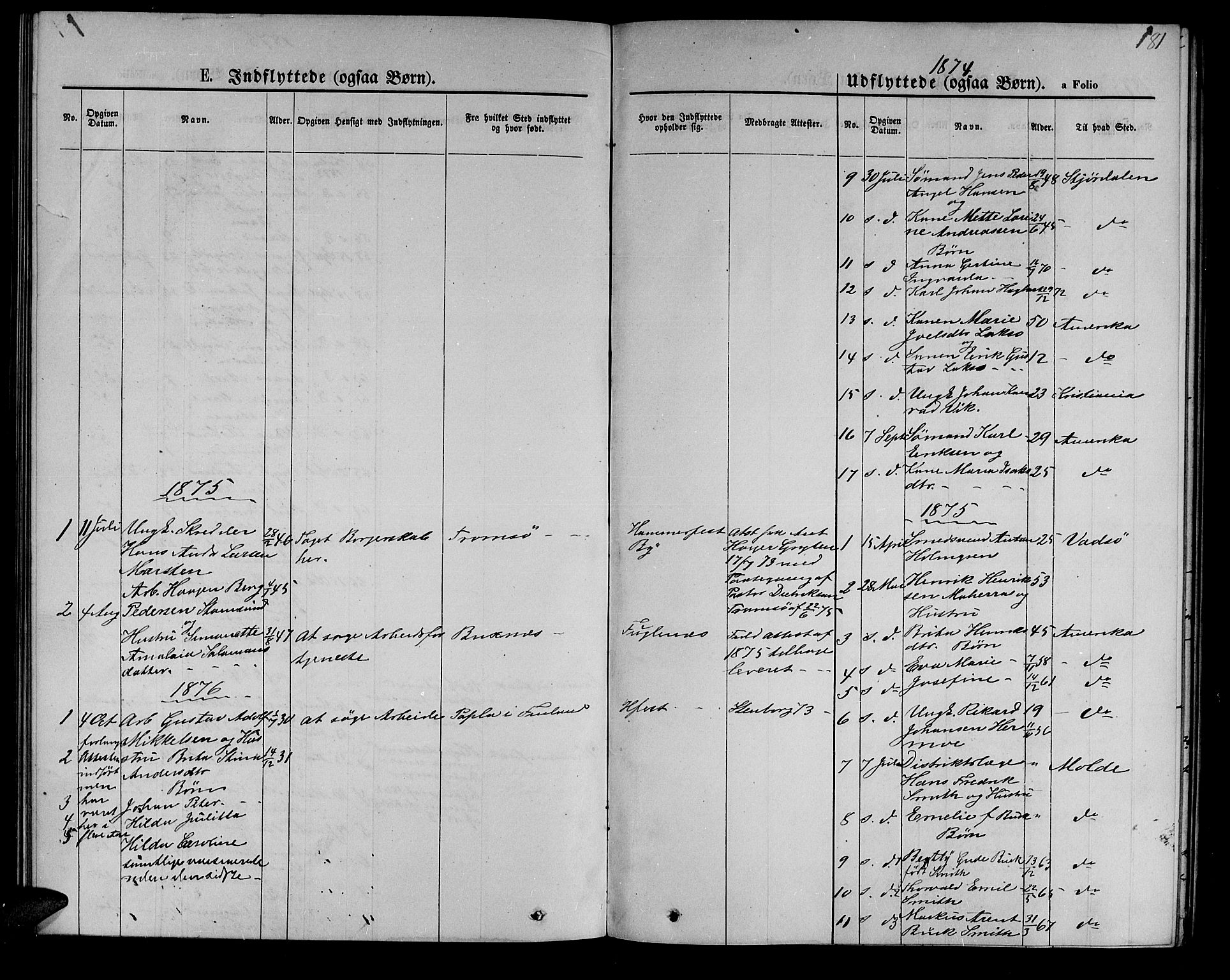 Hammerfest sokneprestkontor, SATØ/S-1347/H/Hb/L0004.klokk: Parish register (copy) no. 4, 1869-1877, p. 181