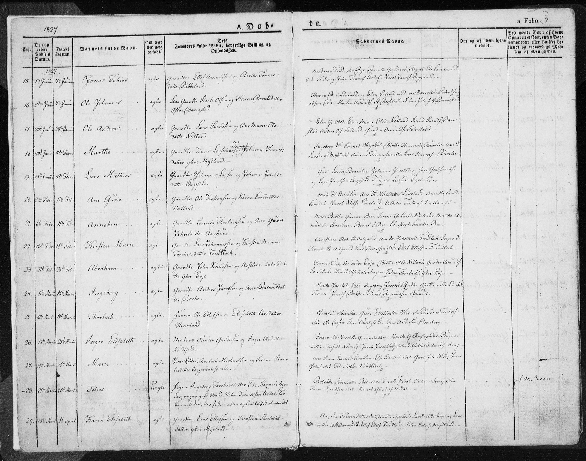 Sokndal sokneprestkontor, SAST/A-101808: Parish register (official) no. A 7.1, 1826-1842, p. 5