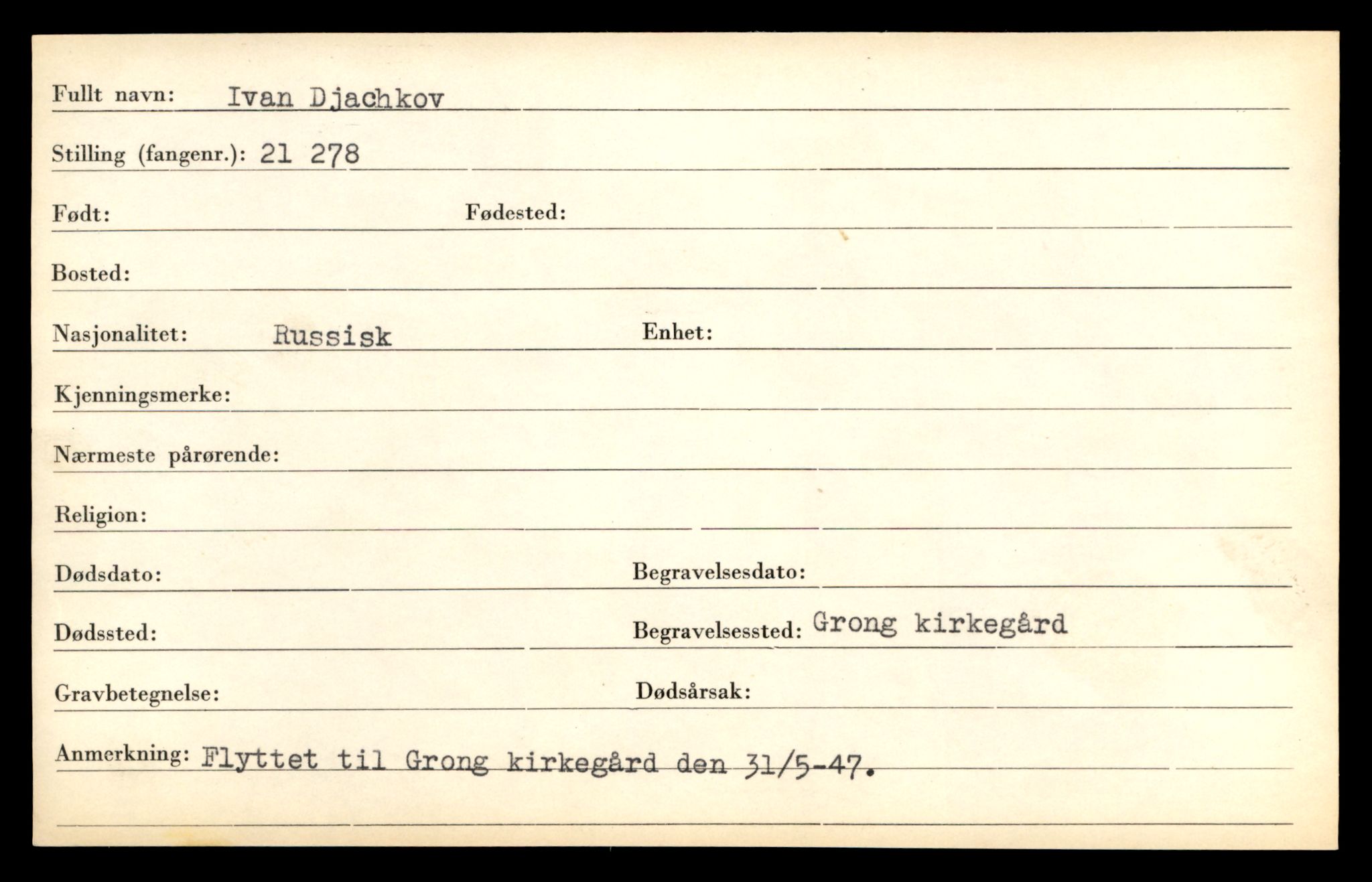 Distriktskontoret for krigsgraver, AV/SAT-A-5030/E/L0005: Kasett/kartotek over falne Britiske og tyske solater, samt andre nasjoners krigsgraver, 1945, p. 533