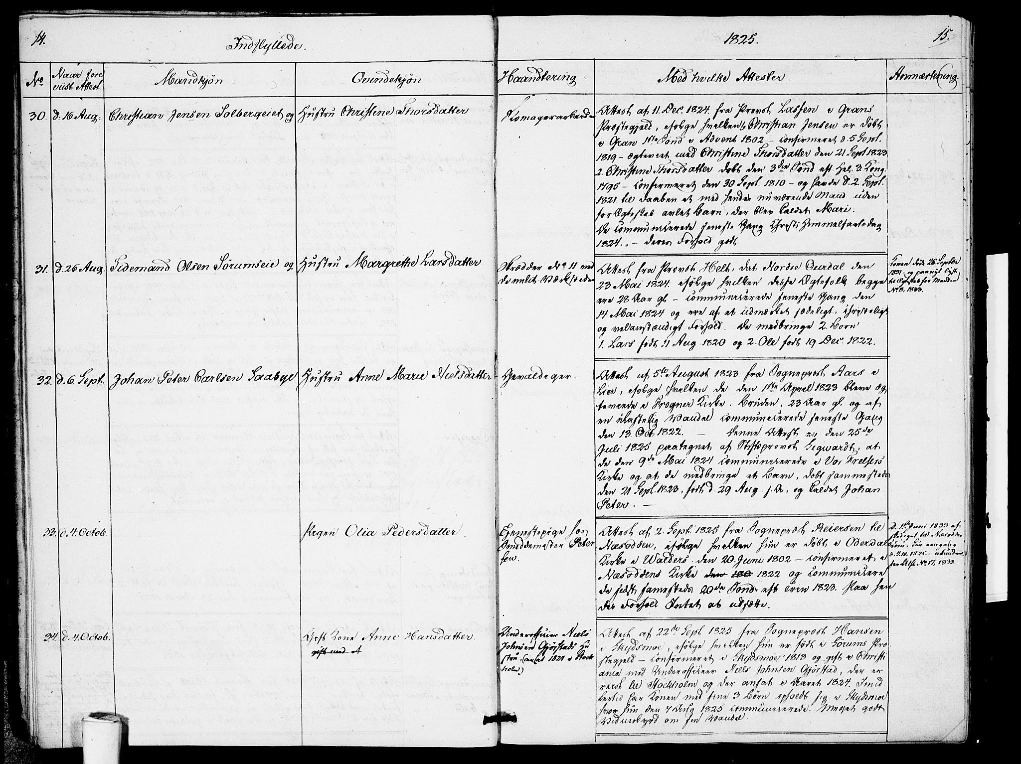Garnisonsmenigheten Kirkebøker, SAO/A-10846/F/Fa/L0005: Parish register (official) no. 5, 1824-1830, p. 14-15