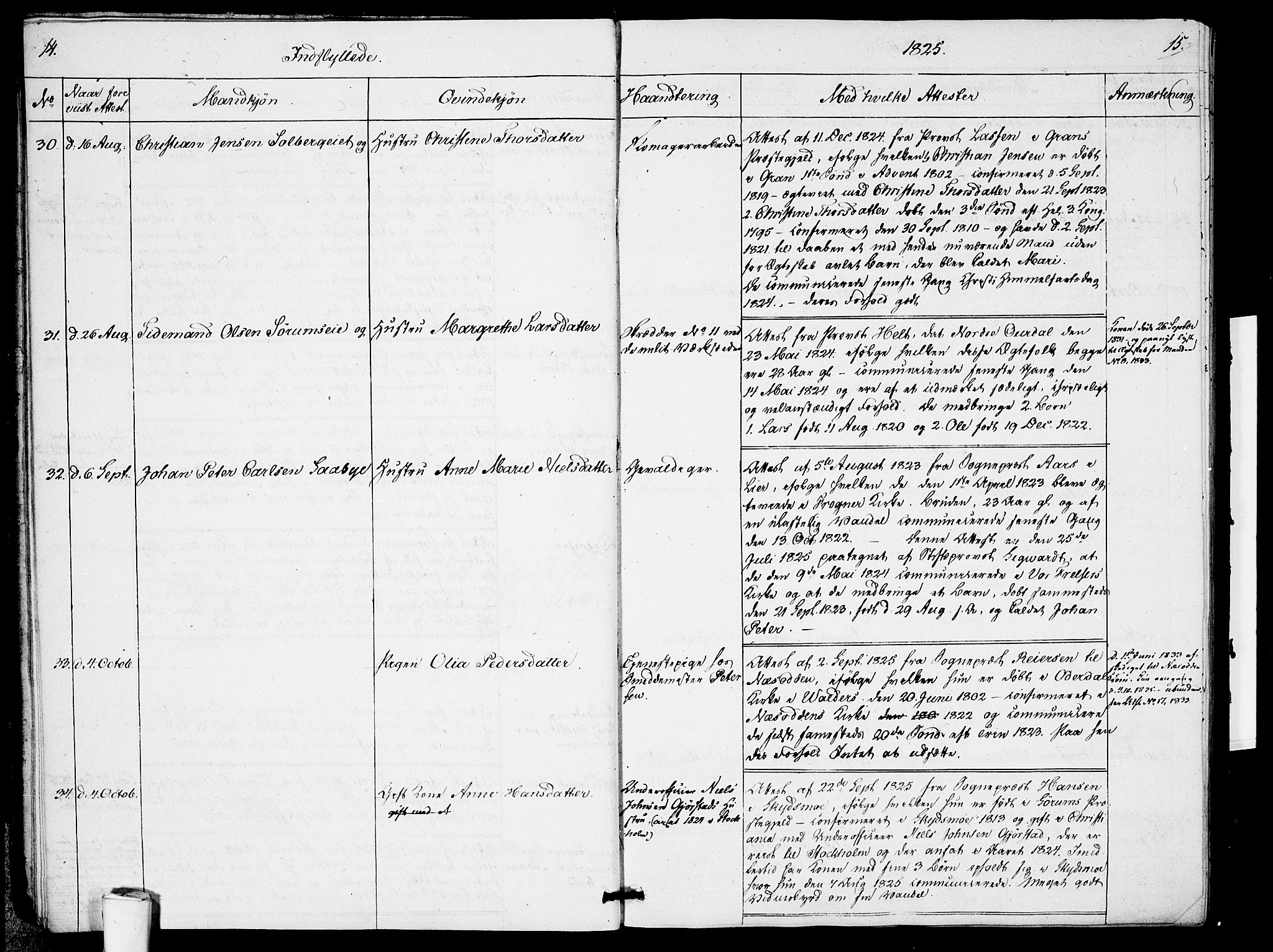 Garnisonsmenigheten Kirkebøker, AV/SAO-A-10846/F/Fa/L0005: Parish register (official) no. 5, 1824-1830, p. 14-15
