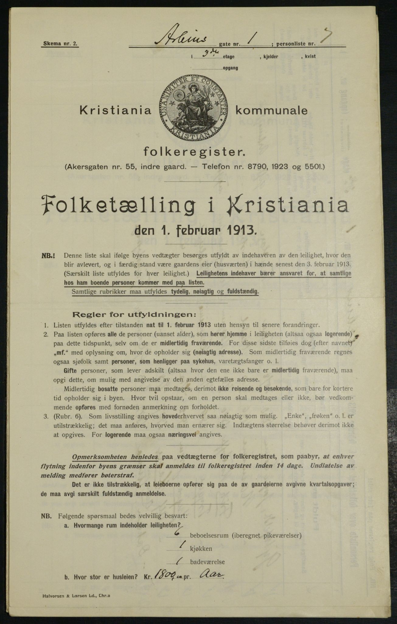 OBA, Municipal Census 1913 for Kristiania, 1913, p. 1428