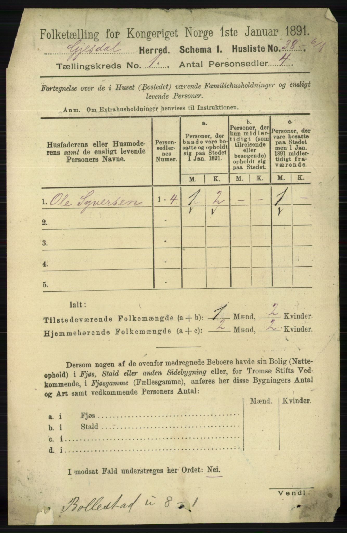 RA, 1891 census for 1122 Gjesdal, 1891, p. 57