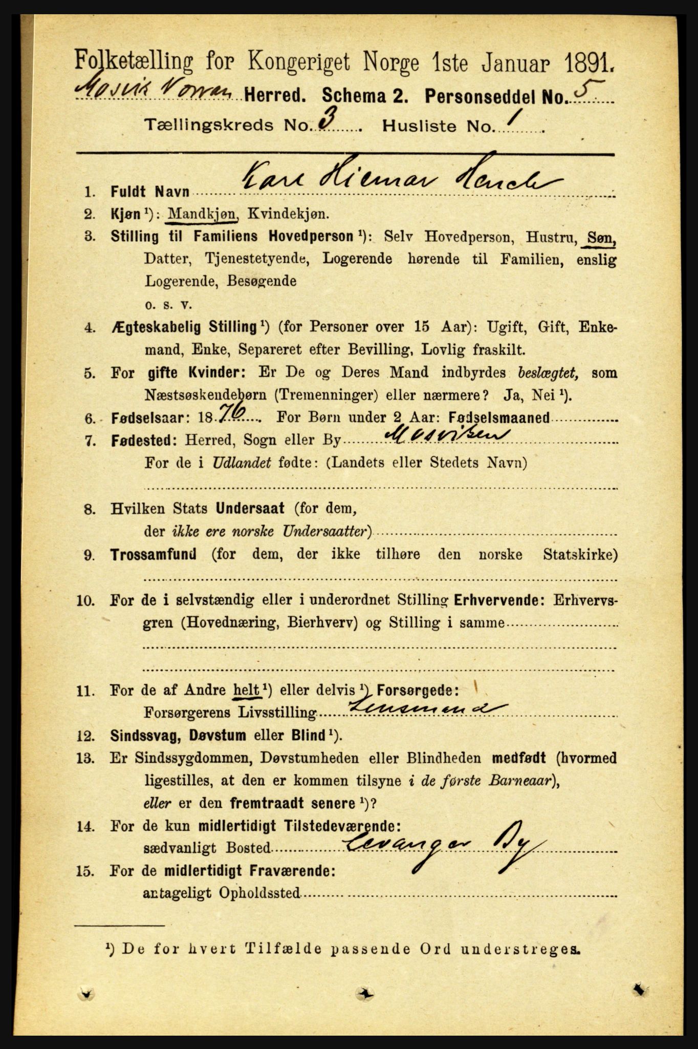 RA, 1891 census for 1723 Mosvik og Verran, 1891, p. 940