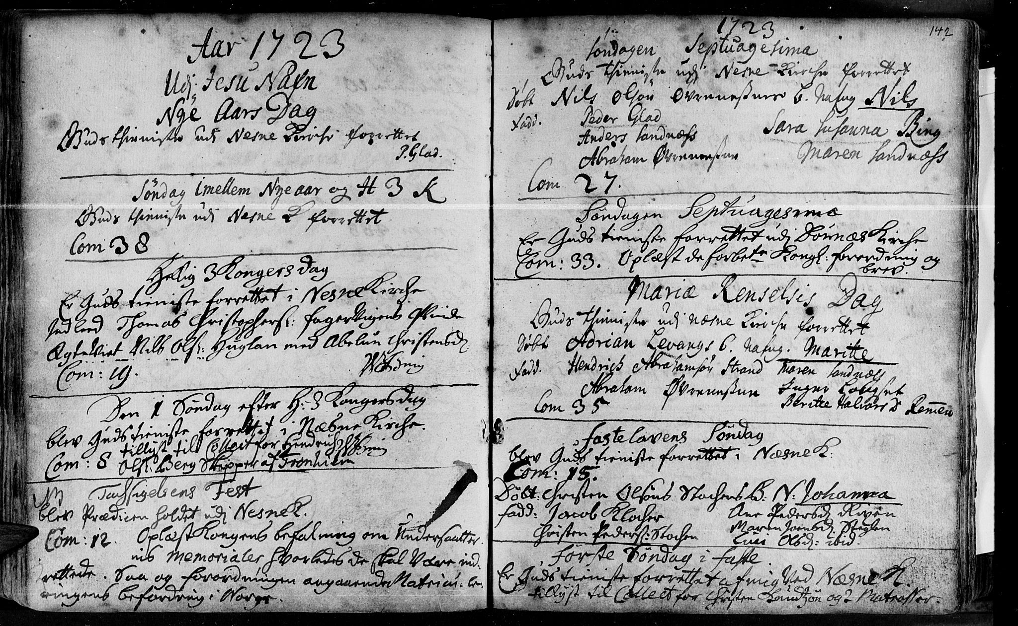 Ministerialprotokoller, klokkerbøker og fødselsregistre - Nordland, SAT/A-1459/838/L0542: Parish register (official) no. 838A01, 1704-1737, p. 142
