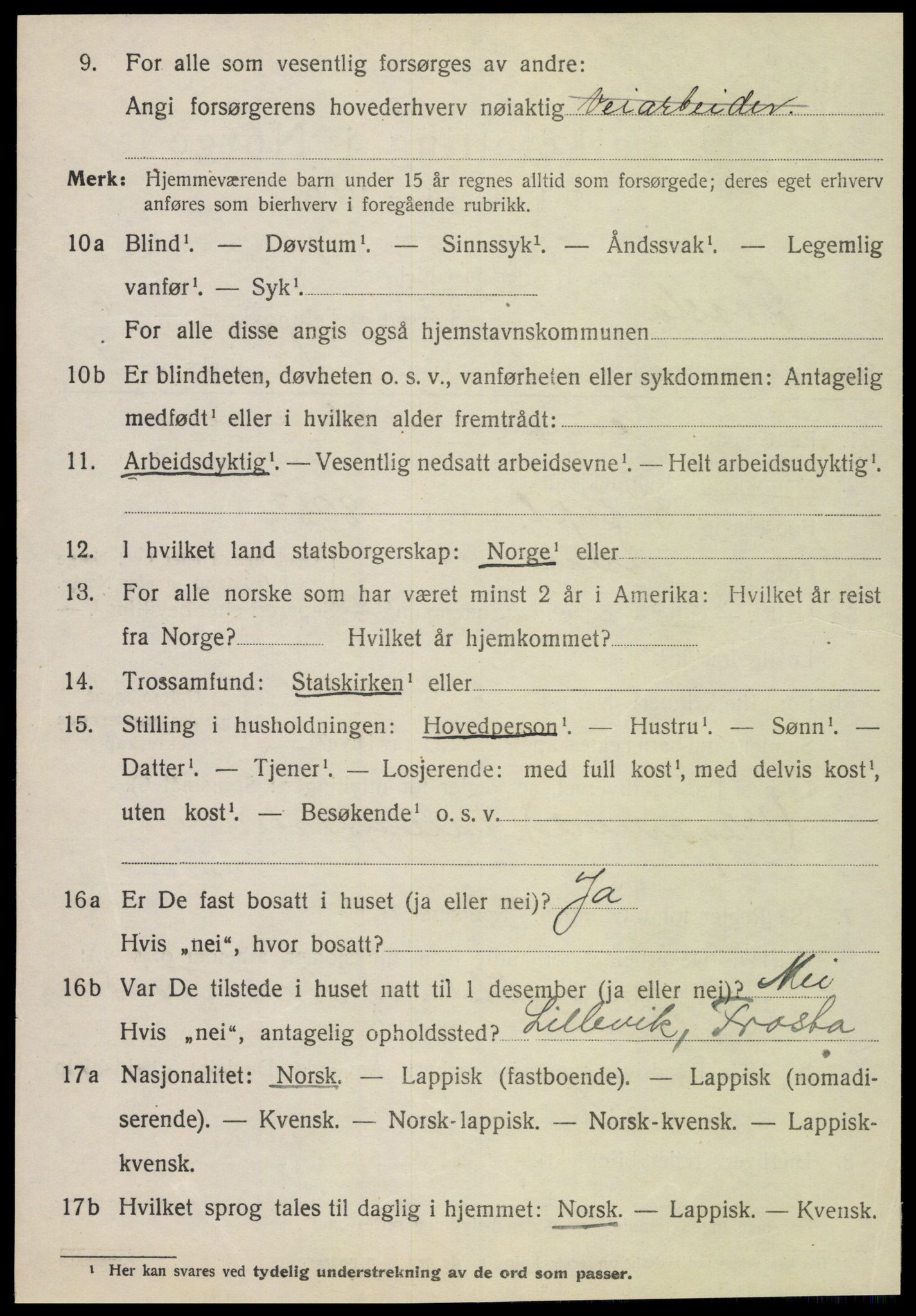 SAT, 1920 census for Frosta, 1920, p. 4761