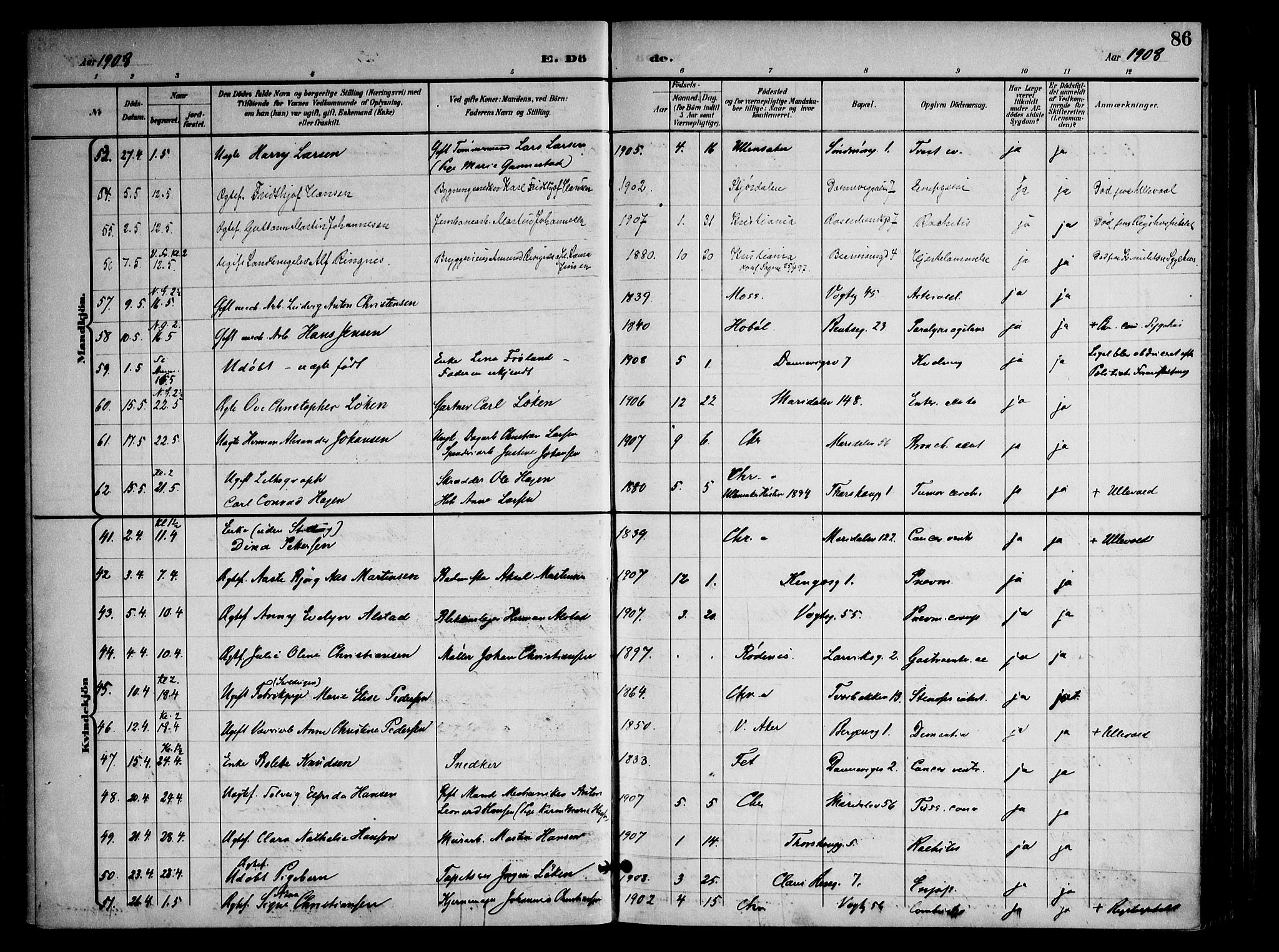 Sagene prestekontor Kirkebøker, SAO/A-10796/F/L0006: Parish register (official) no. 6, 1898-1923, p. 86