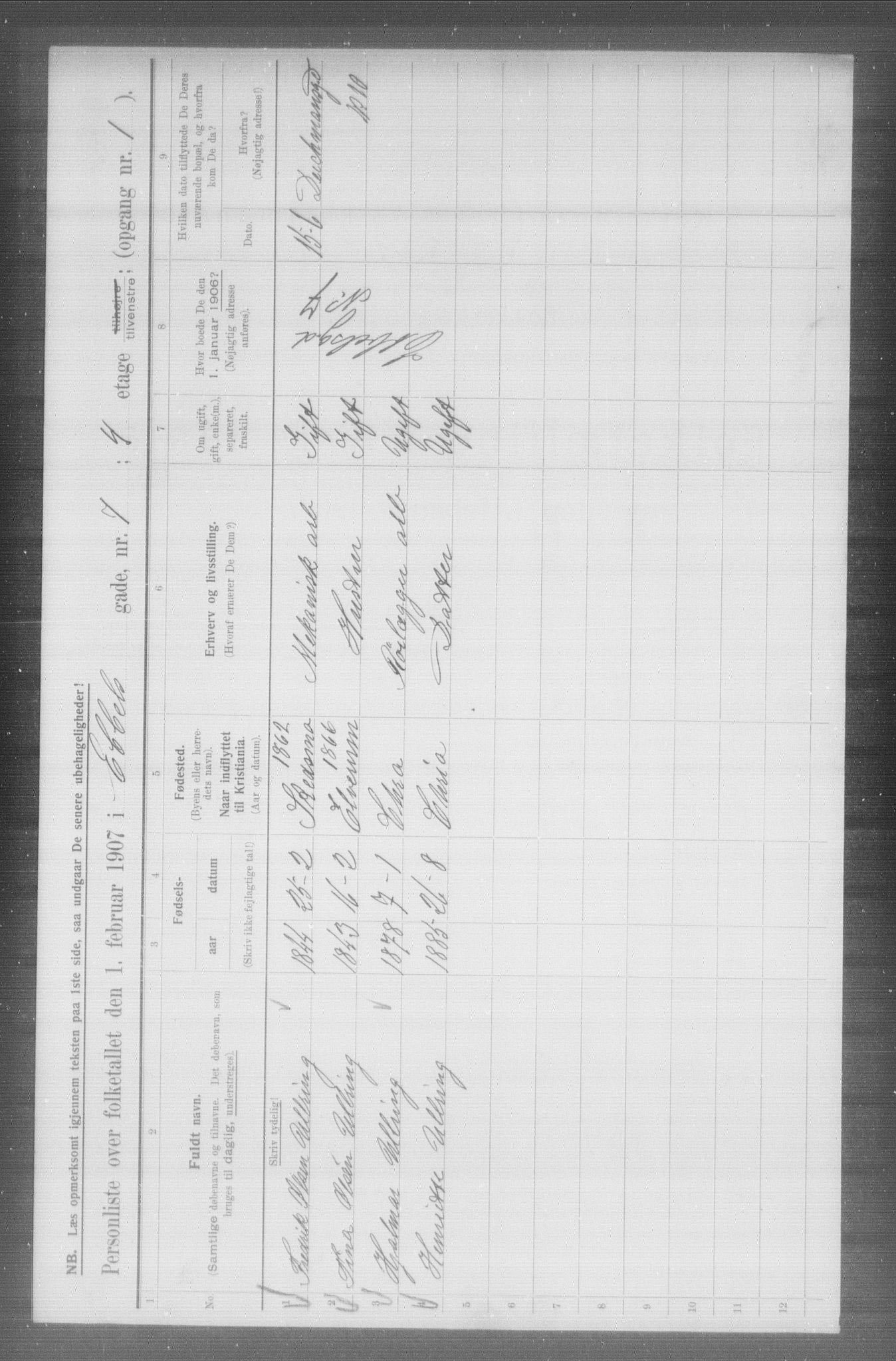 OBA, Municipal Census 1907 for Kristiania, 1907, p. 9260