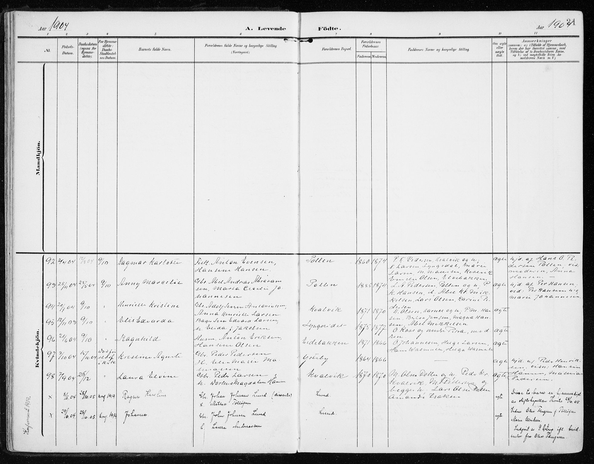 Lyngen sokneprestembete, AV/SATØ-S-1289/H/He/Hea/L0011kirke: Parish register (official) no. 11, 1903-1913, p. 31