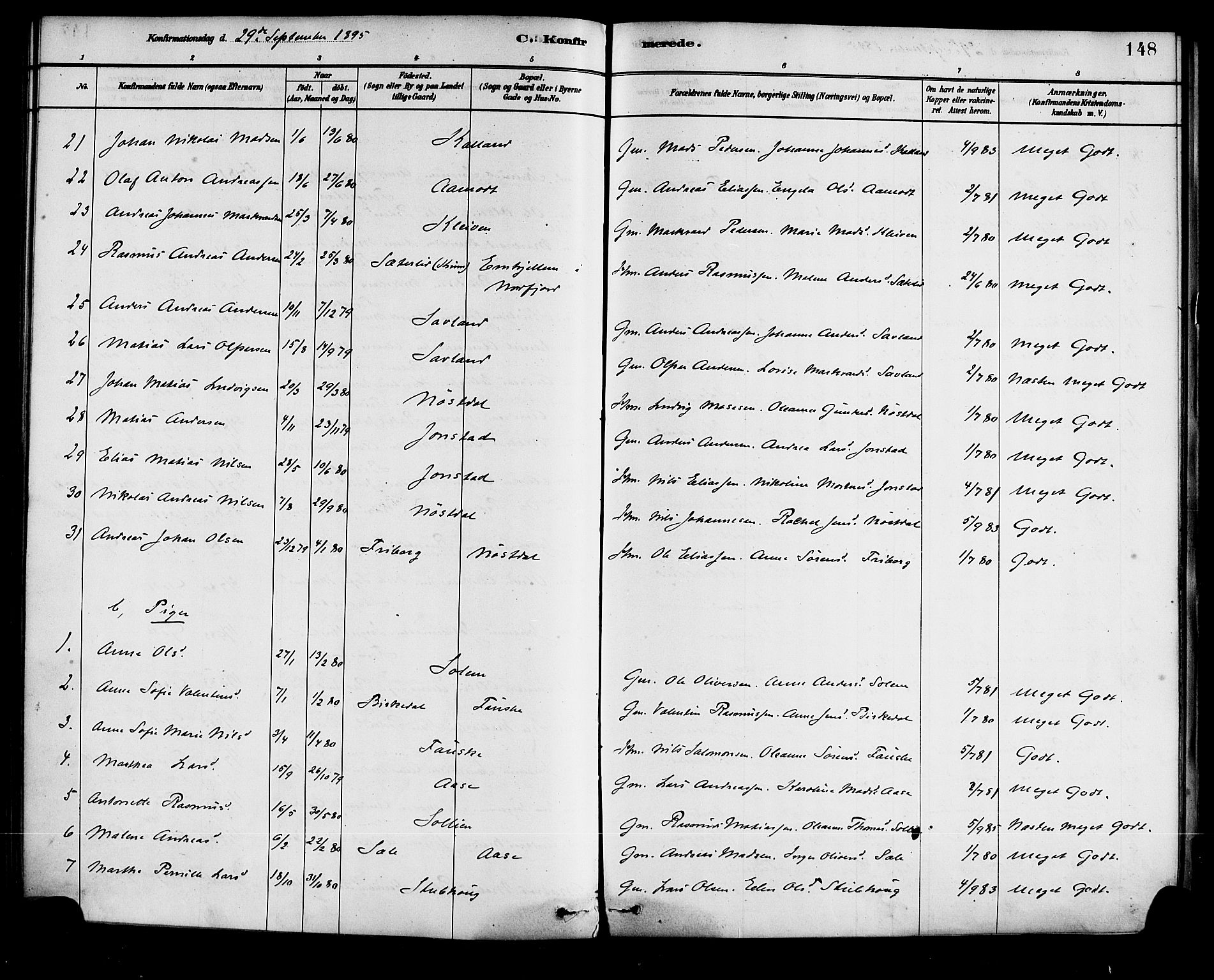 Førde sokneprestembete, AV/SAB-A-79901/H/Haa/Haad/L0001: Parish register (official) no. D 1, 1881-1898, p. 148