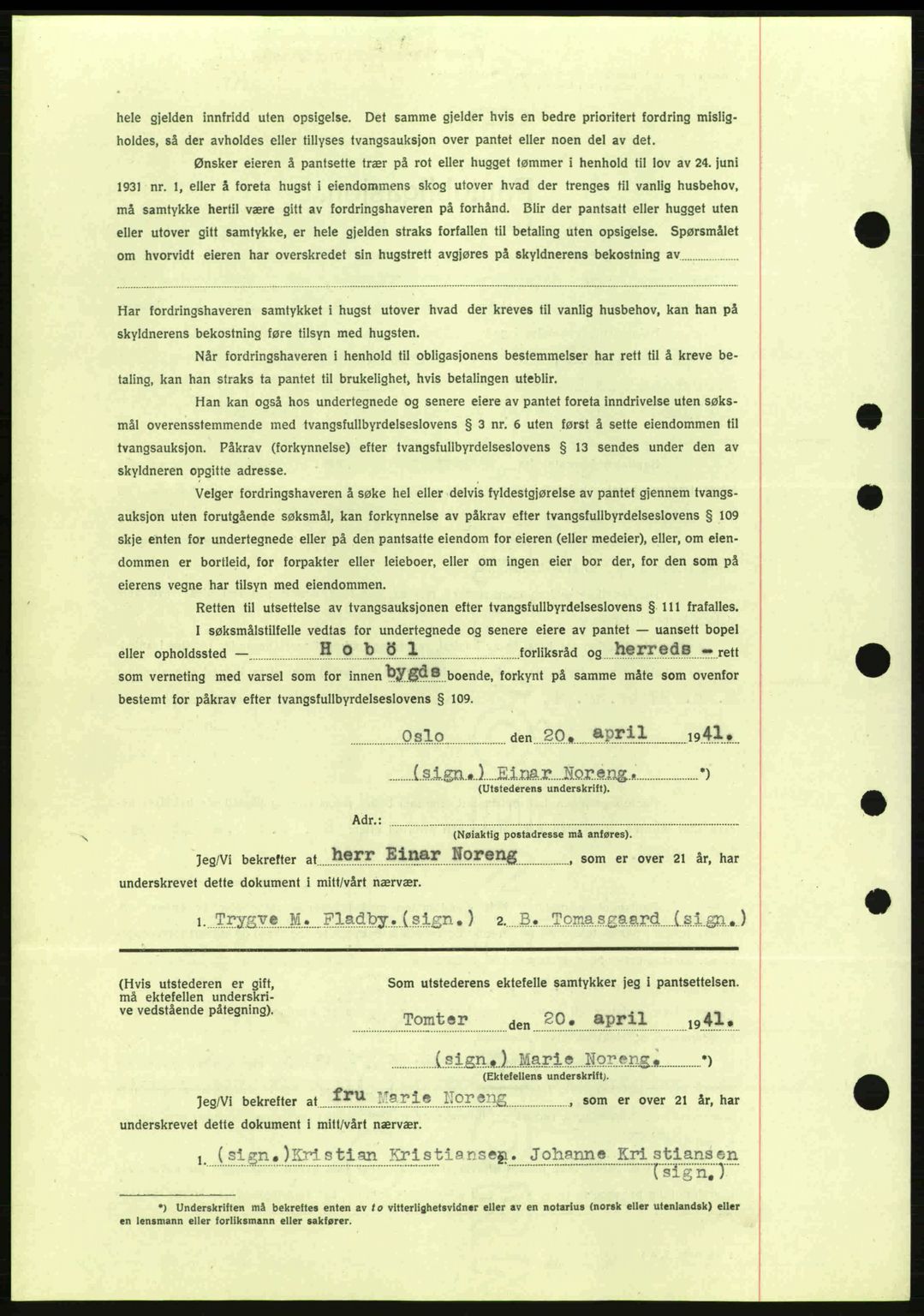 Moss sorenskriveri, SAO/A-10168: Mortgage book no. B10, 1940-1941, Diary no: : 1225/1941