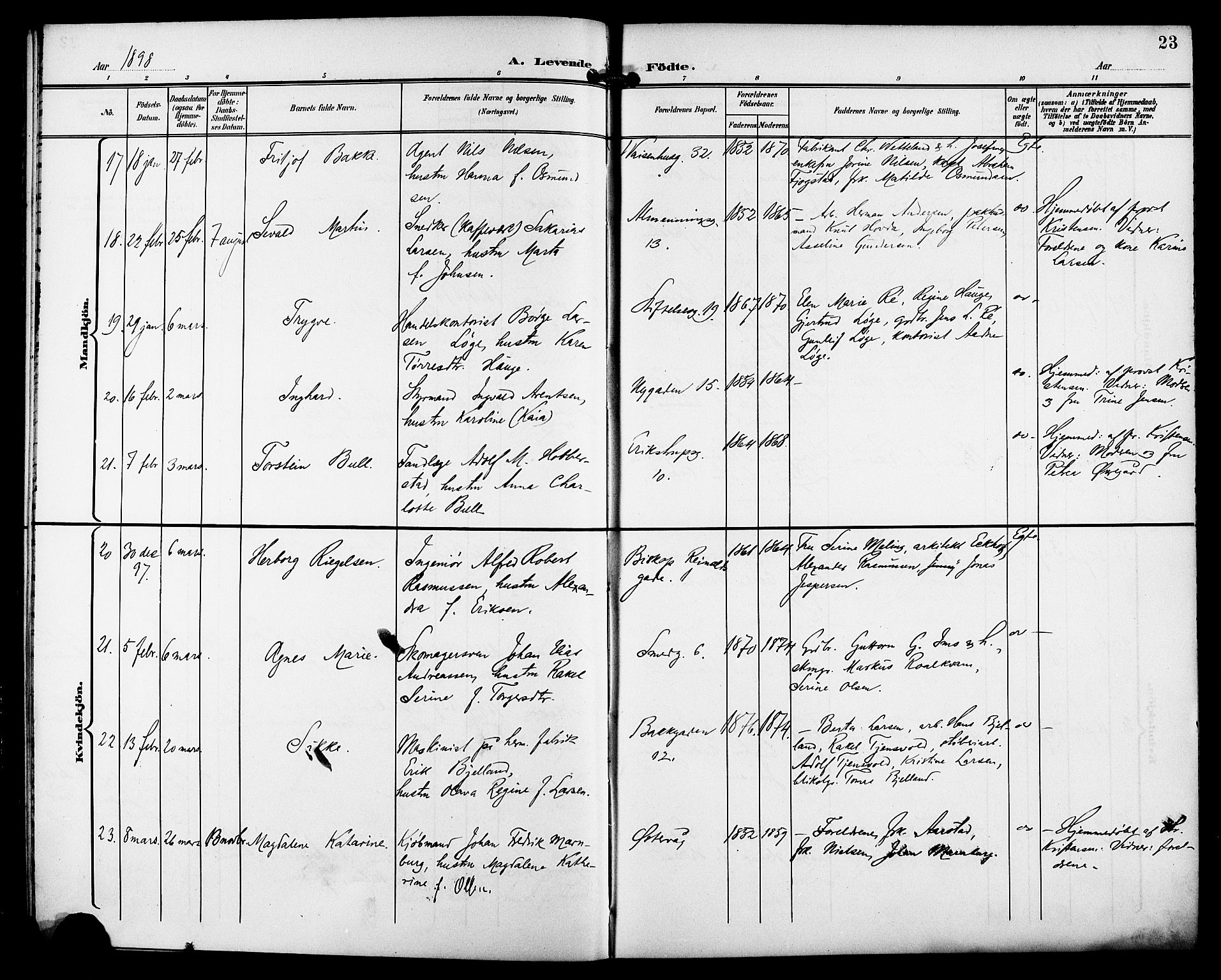 St. Petri sokneprestkontor, AV/SAST-A-101813/001/30/30BB/L0008: Parish register (copy) no. B 8, 1897-1905, p. 23