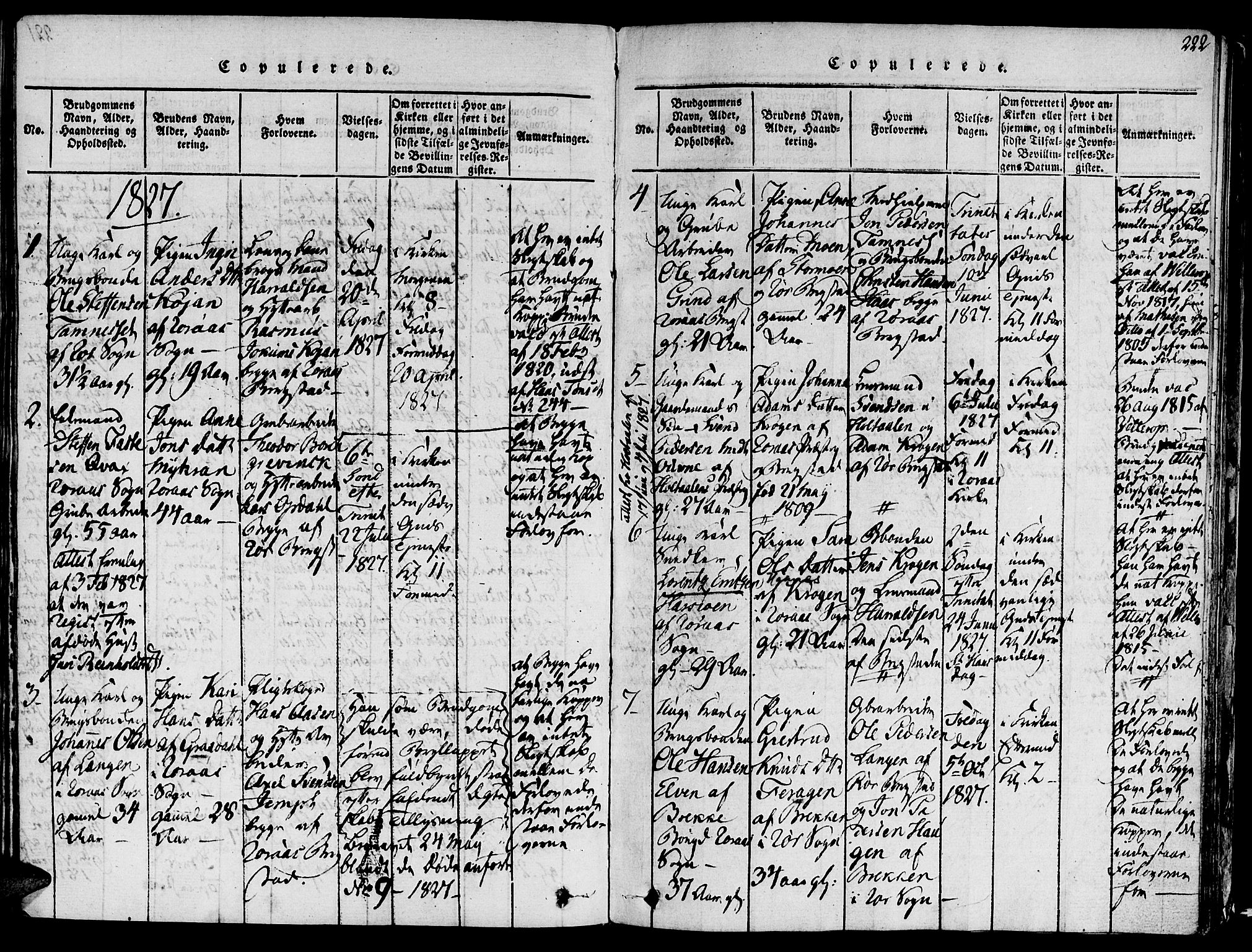 Ministerialprotokoller, klokkerbøker og fødselsregistre - Sør-Trøndelag, SAT/A-1456/681/L0929: Parish register (official) no. 681A07, 1817-1828, p. 222