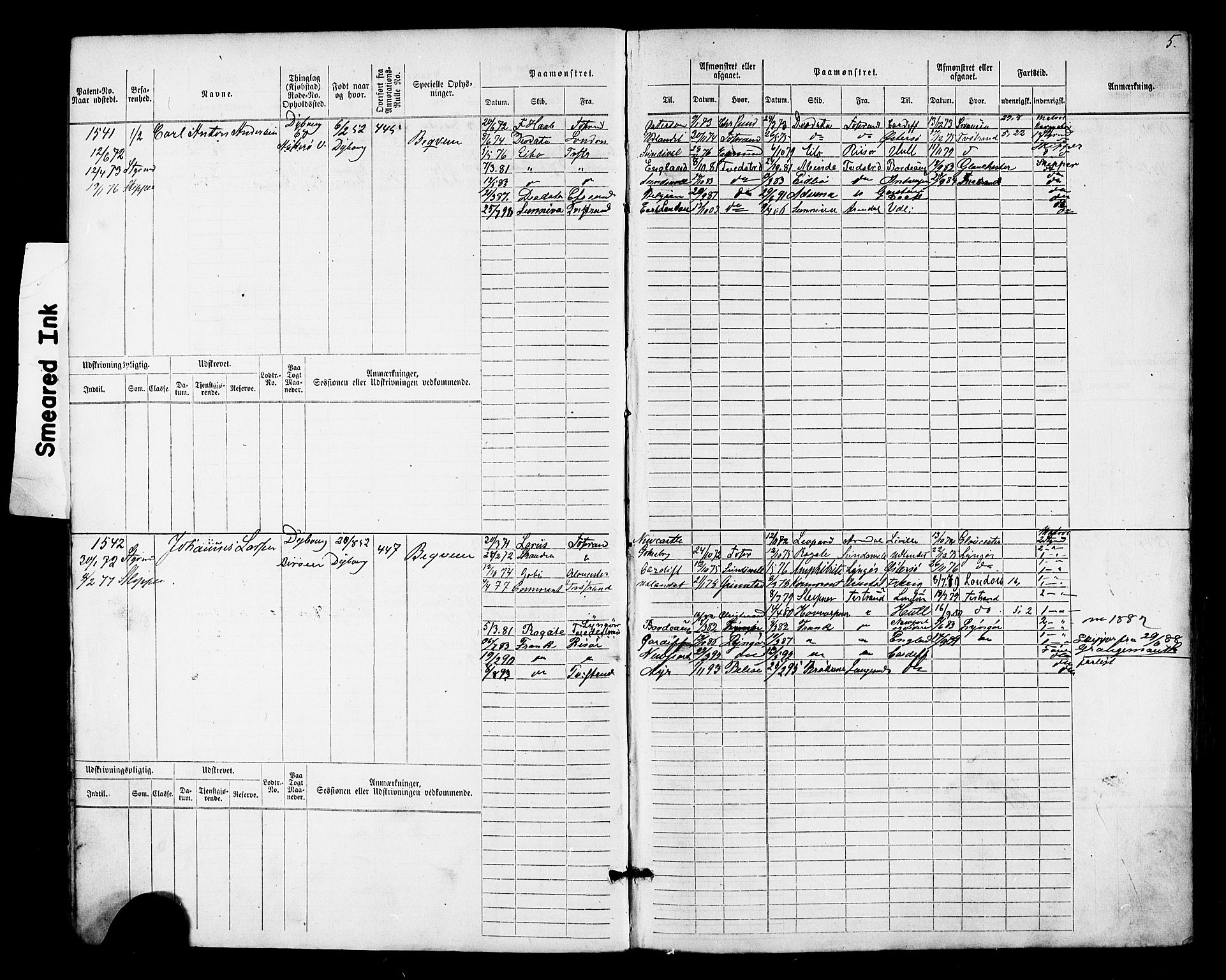 Tvedestrand mønstringskrets, AV/SAK-2031-0011/F/Fb/L0017: Hovedrulle nr 1533-2288, U-33, 1874-1882, p. 6