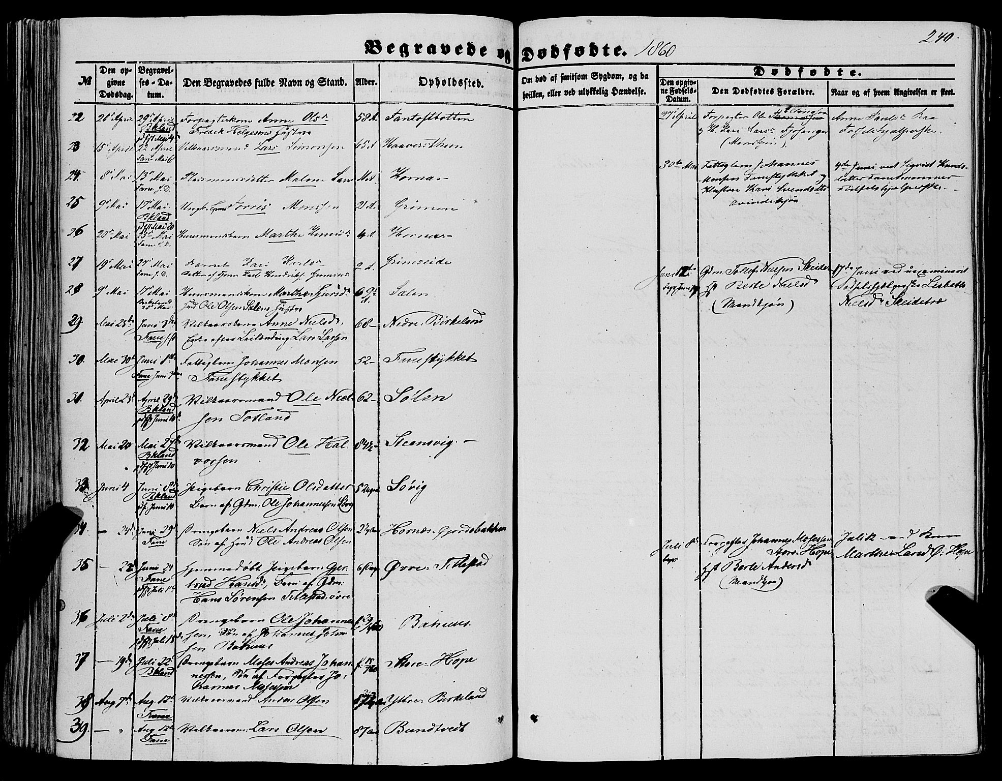 Fana Sokneprestembete, AV/SAB-A-75101/H/Haa/Haaa/L0011: Parish register (official) no. A 11, 1851-1862, p. 240