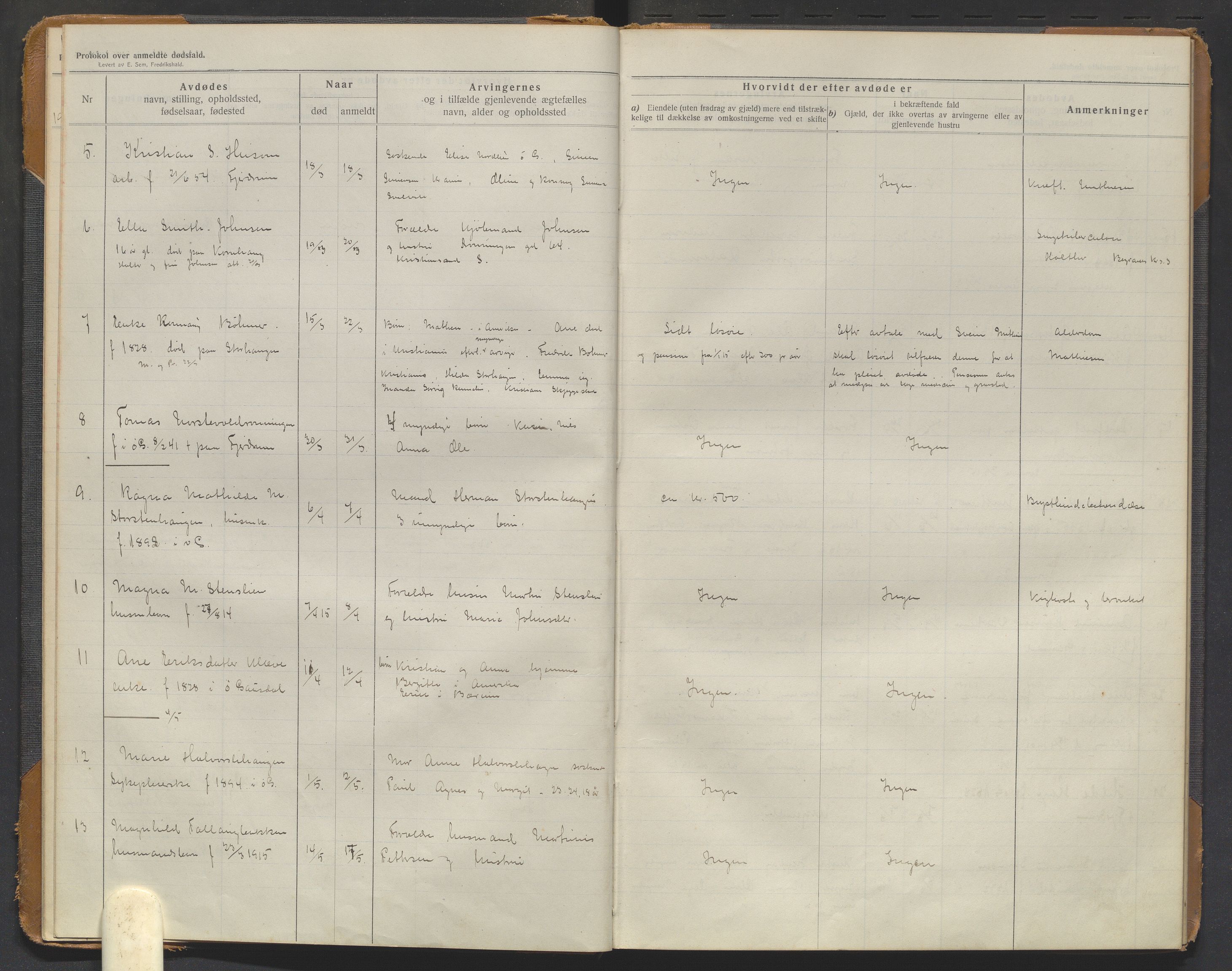 Østre Gausdal lensmannskontor, AV/SAH-PGØ-015/H/Ha/Haa/L0001/0002: Dødsfallsprotokoller / Dødsfallsprotokoll, 1913-1925