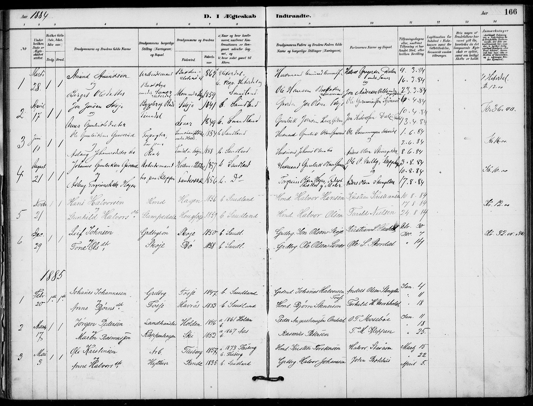 Hjartdal kirkebøker, AV/SAKO-A-270/F/Fb/L0002: Parish register (official) no. II 2, 1880-1932, p. 166