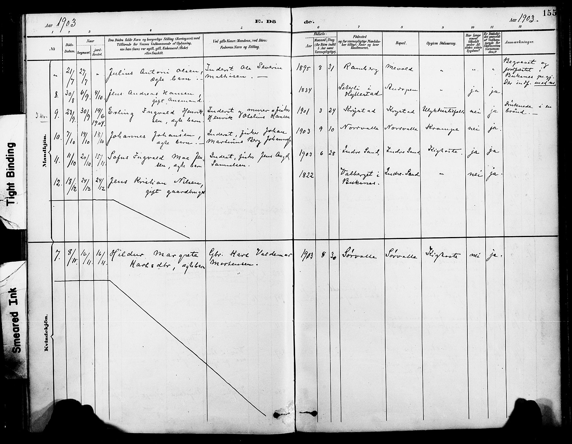 Ministerialprotokoller, klokkerbøker og fødselsregistre - Nordland, AV/SAT-A-1459/885/L1205: Parish register (official) no. 885A06, 1892-1905, p. 155