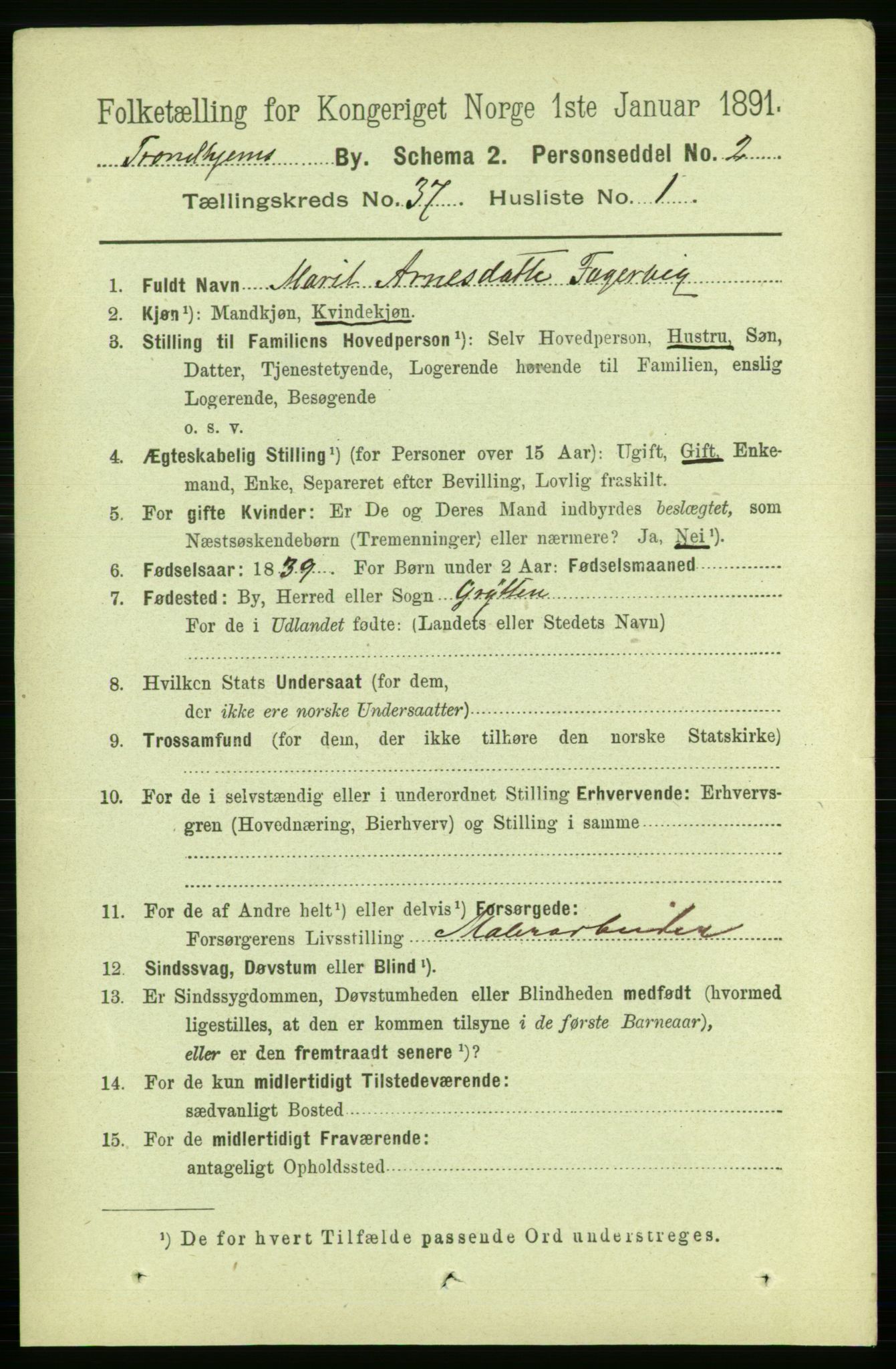 RA, 1891 census for 1601 Trondheim, 1891, p. 28105