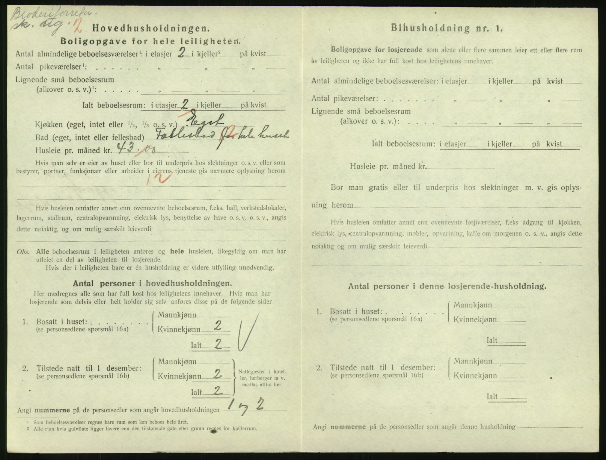 SAH, 1920 census for Lillehammer, 1920, p. 1599