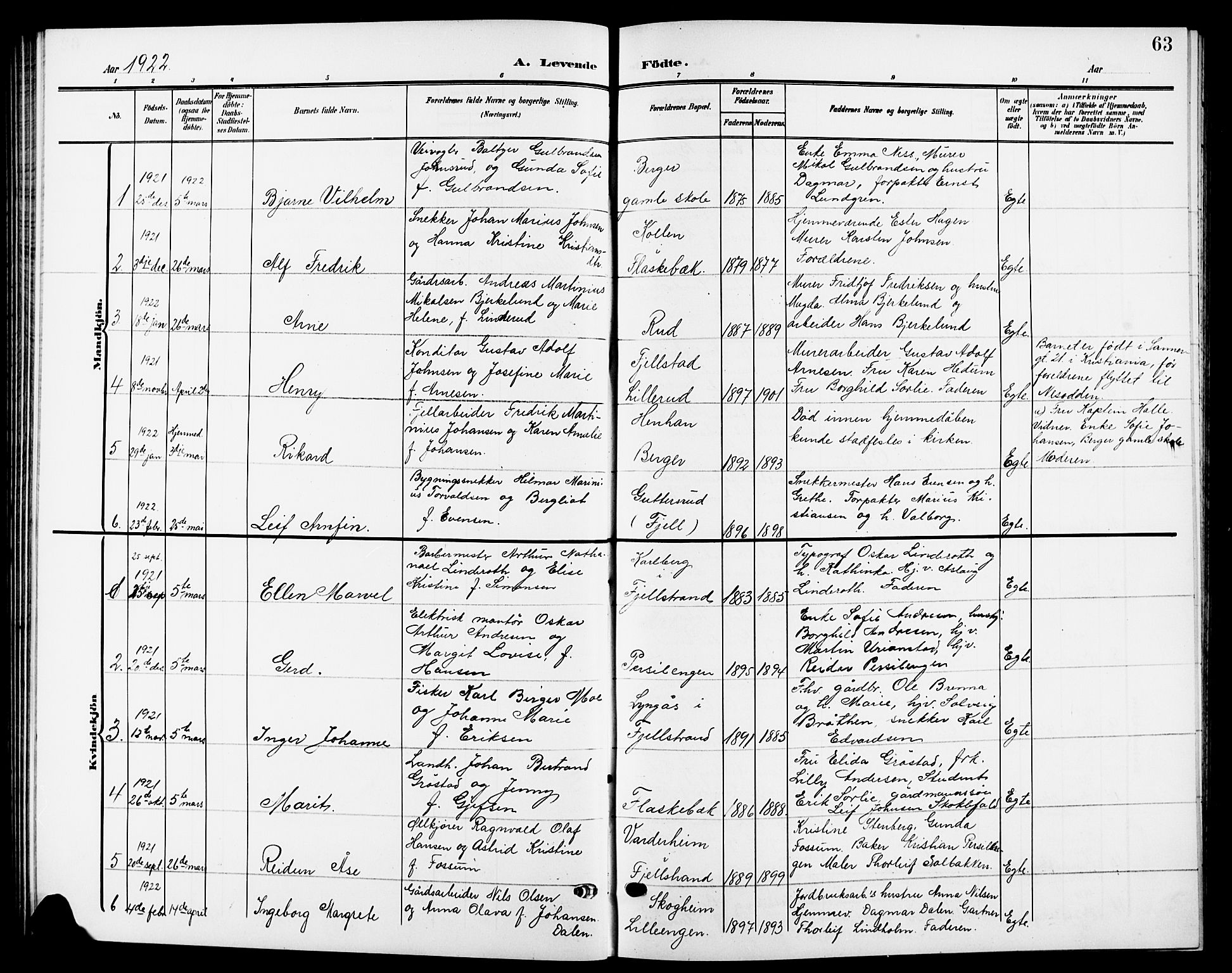 Nesodden prestekontor Kirkebøker, SAO/A-10013/G/Ga/L0002: Parish register (copy) no. I 2, 1905-1924, p. 63