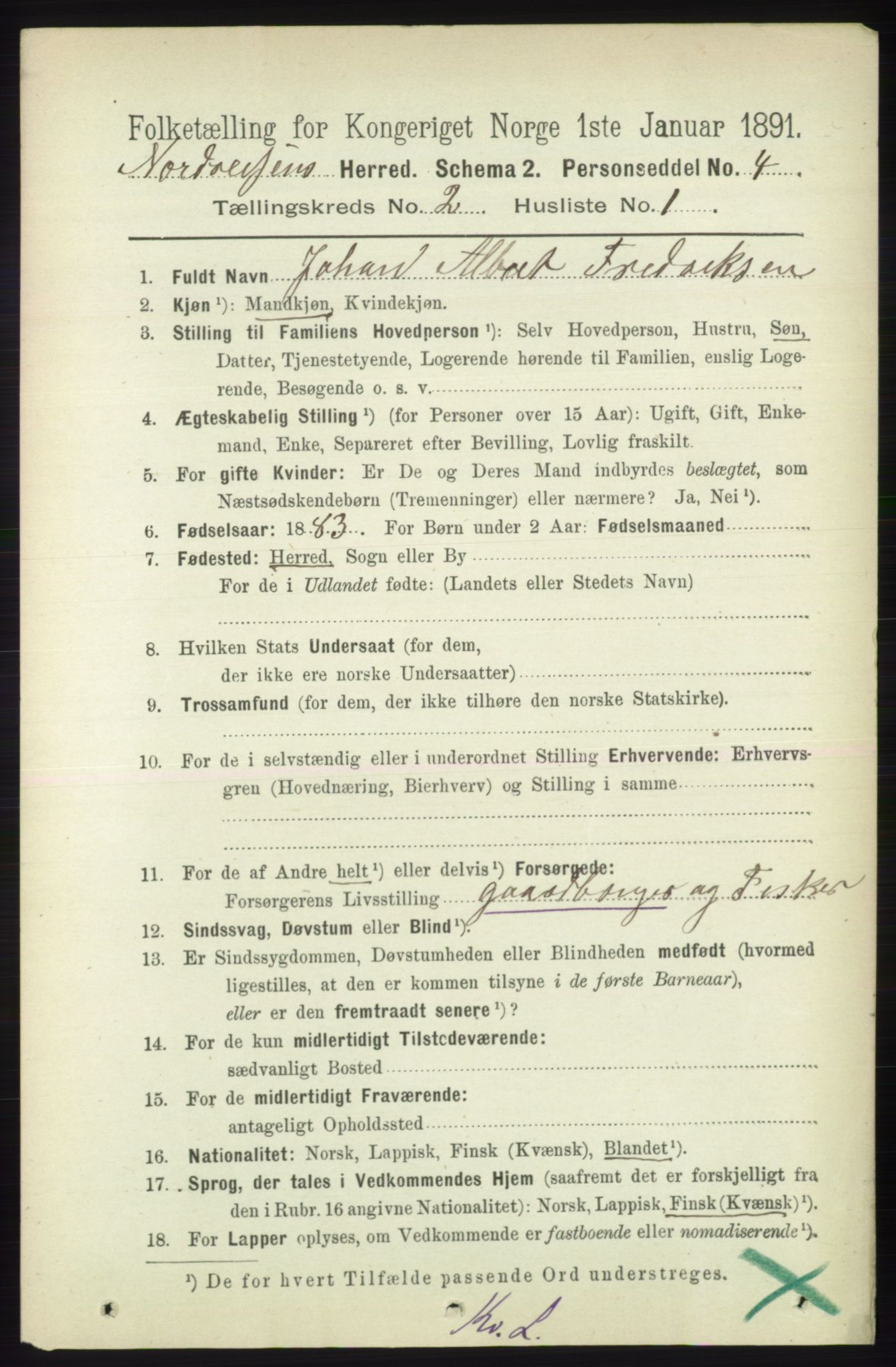 RA, 1891 census for 1942 Nordreisa, 1891, p. 778