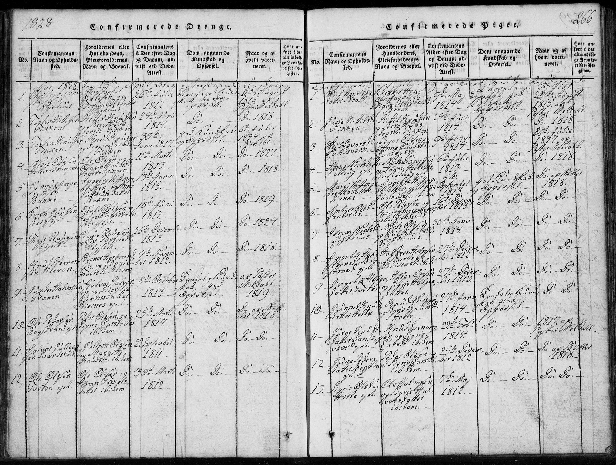 Rollag kirkebøker, SAKO/A-240/G/Ga/L0001: Parish register (copy) no. I 1, 1814-1831, p. 266