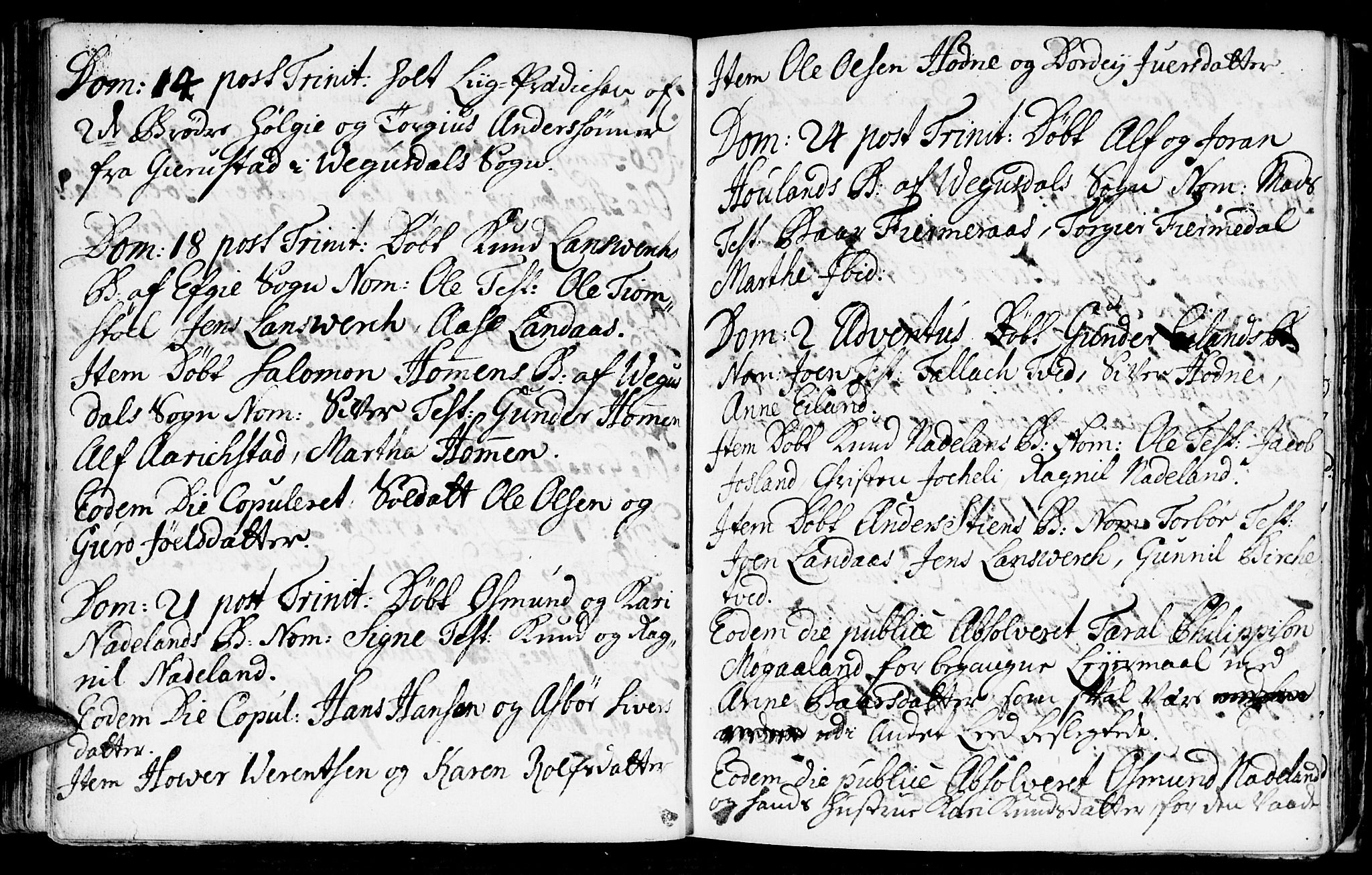 Evje sokneprestkontor, AV/SAK-1111-0008/F/Fa/Fac/L0001: Parish register (official) no. A 1, 1705-1764, p. 119-120