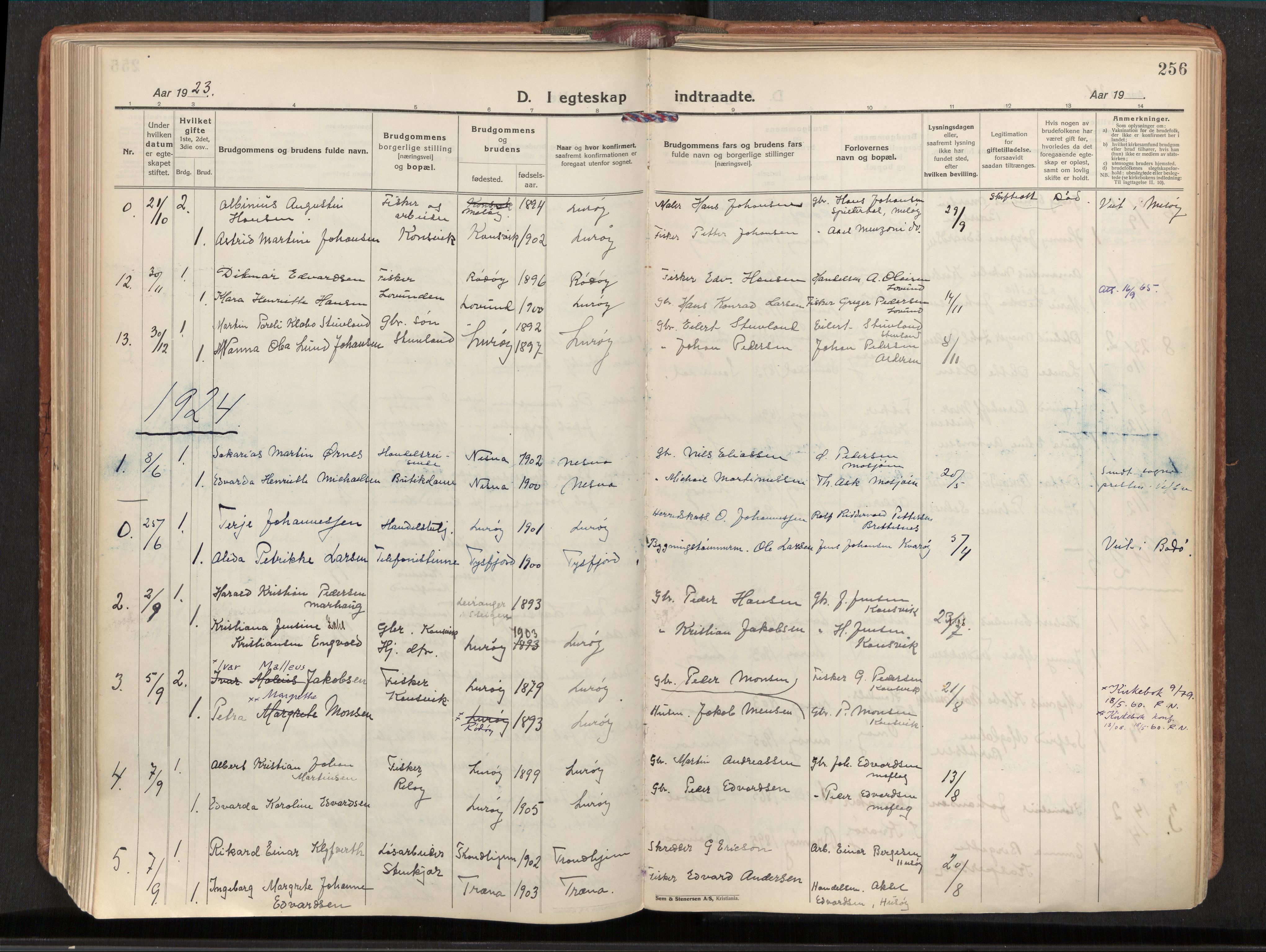 Ministerialprotokoller, klokkerbøker og fødselsregistre - Nordland, AV/SAT-A-1459/839/L0570: Parish register (official) no. 839A07, 1923-1942, p. 256