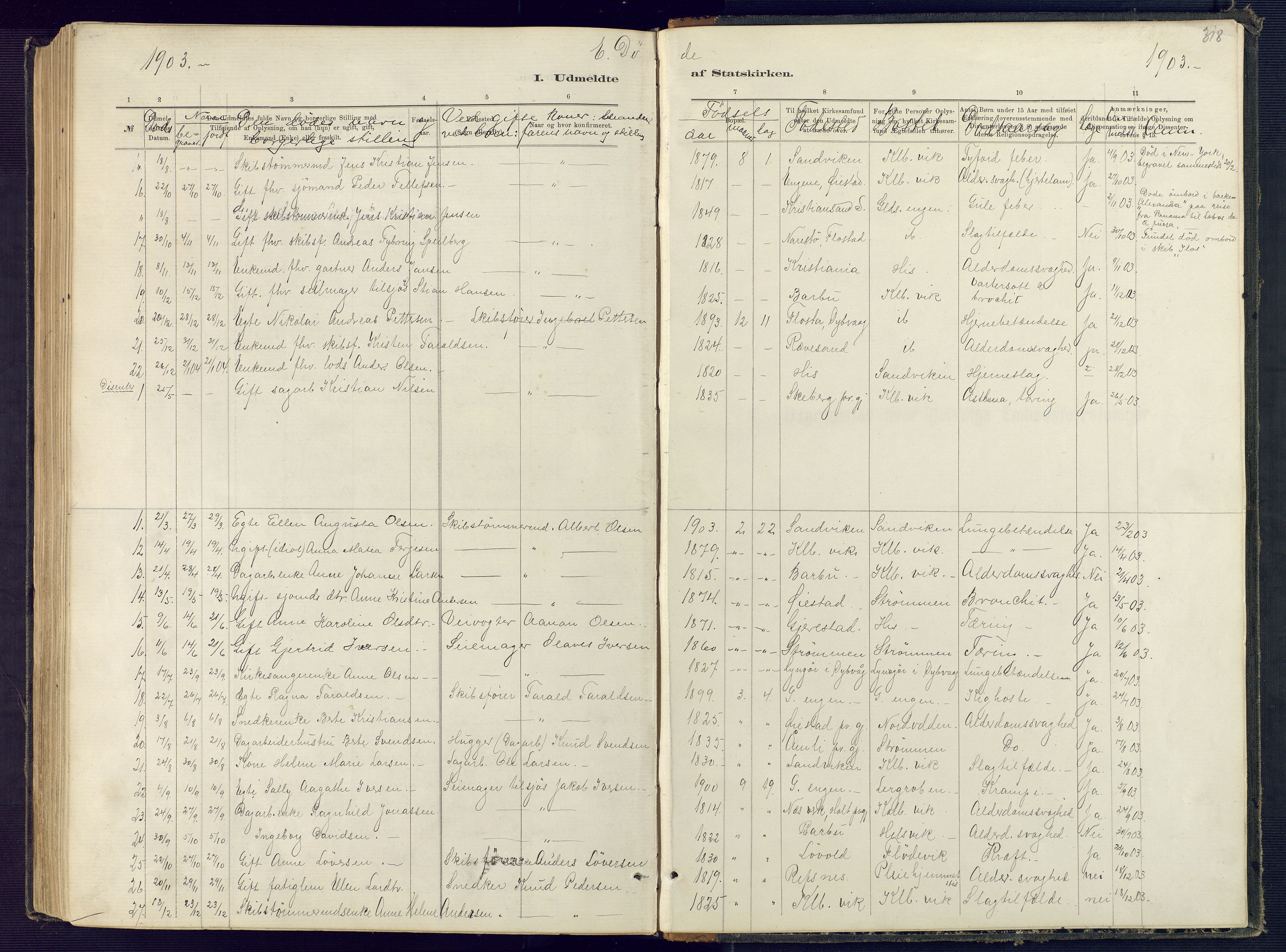 Hisøy sokneprestkontor, AV/SAK-1111-0020/F/Fb/L0003: Parish register (copy) no. B 3, 1885-1905, p. 318