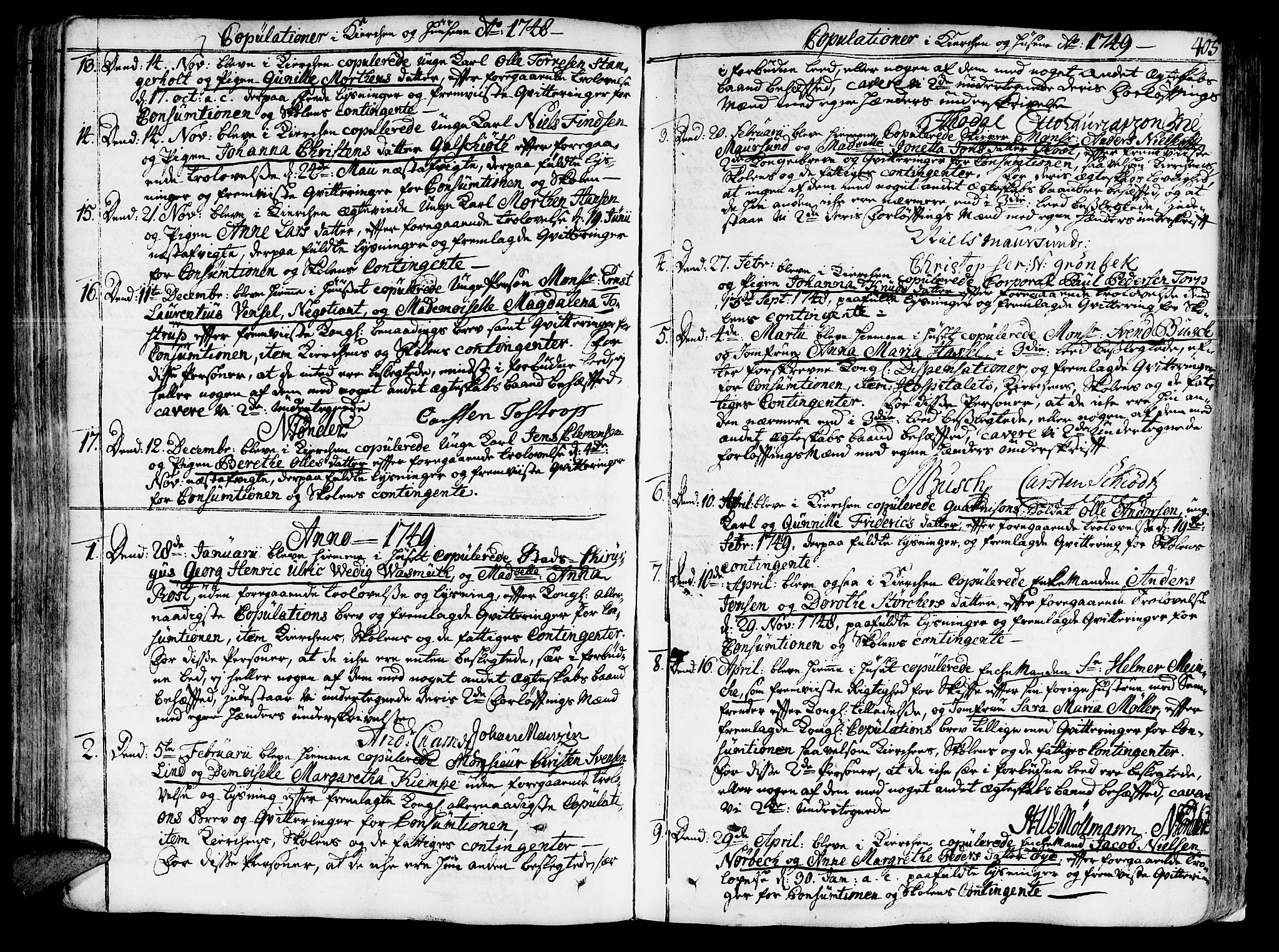 Ministerialprotokoller, klokkerbøker og fødselsregistre - Sør-Trøndelag, SAT/A-1456/602/L0103: Parish register (official) no. 602A01, 1732-1774, p. 405