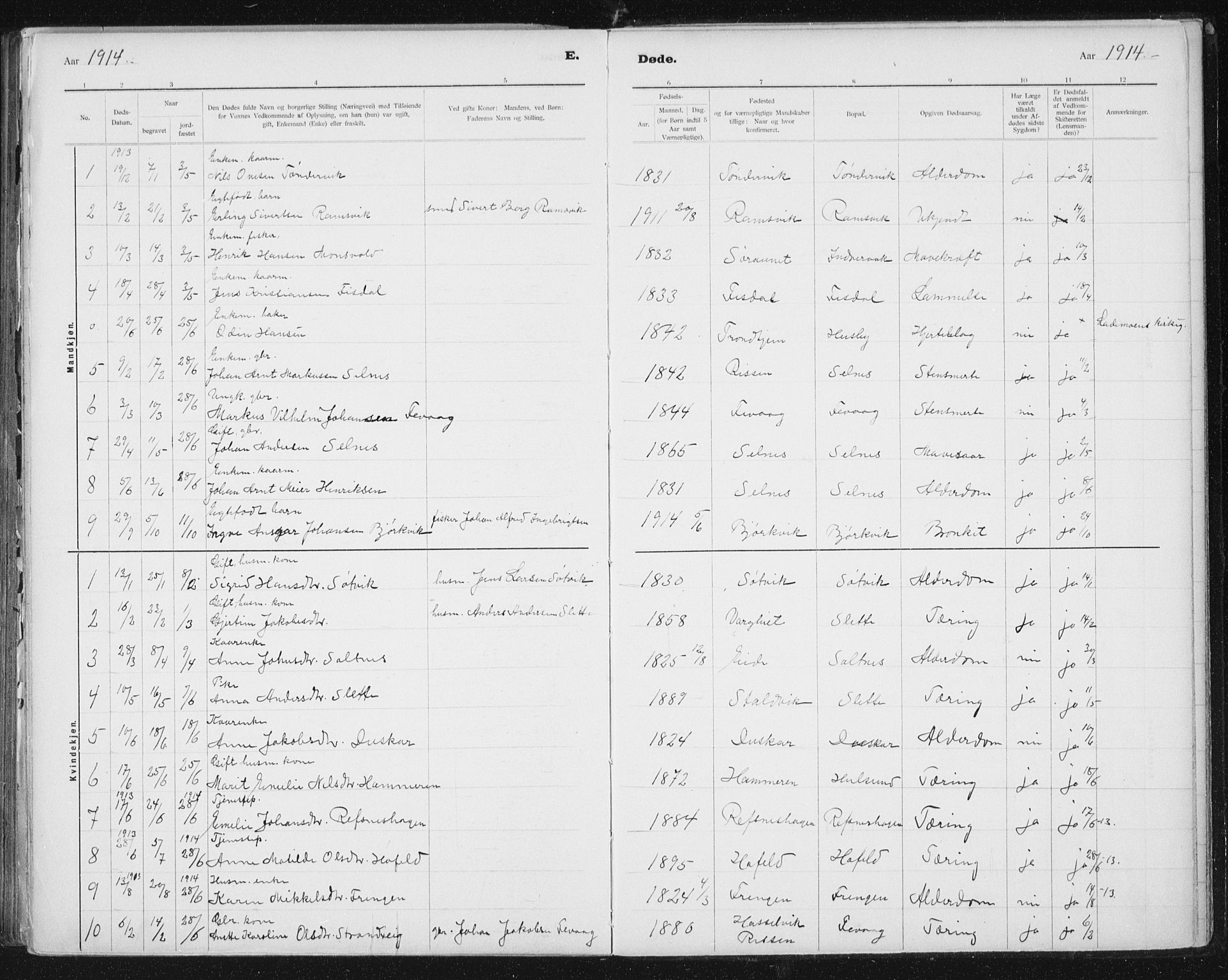 Ministerialprotokoller, klokkerbøker og fødselsregistre - Sør-Trøndelag, SAT/A-1456/653/L0660: Parish register (copy) no. 653C04, 1894-1919